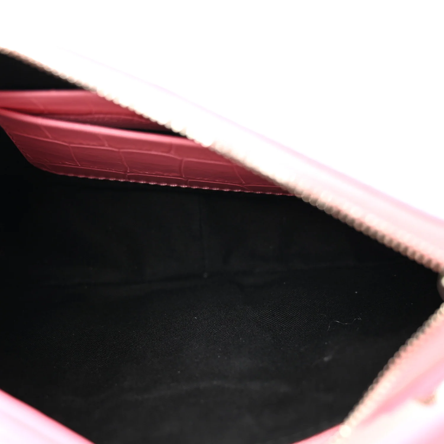Extra Supple Calfskin Crocodile Embossed Le Cagole Mini Purse With Chain Sweet Pink - Image 5