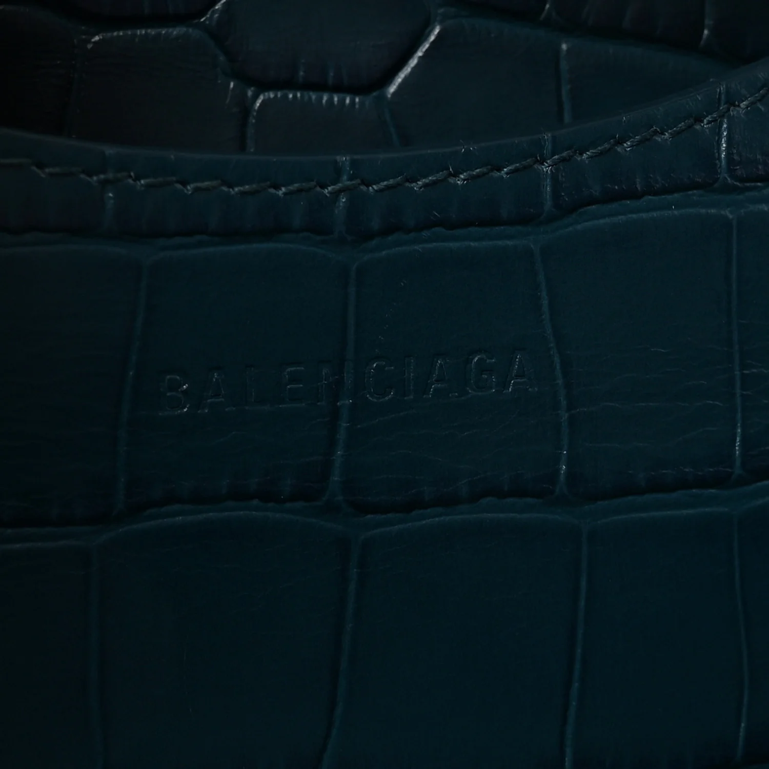 Extra Supple Calfskin Crocodile Embossed Neo Classic Silver Hardware S City Dark Petrol Blue - Image 6