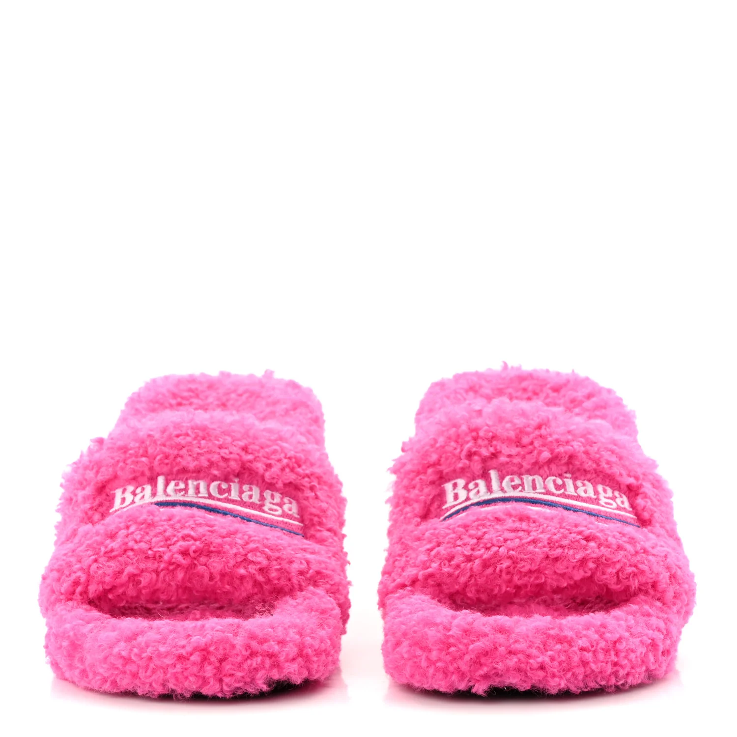 Faux Shearling Political Campaign Logo 80mm Sandals 37 Pink White Blue - Image 3