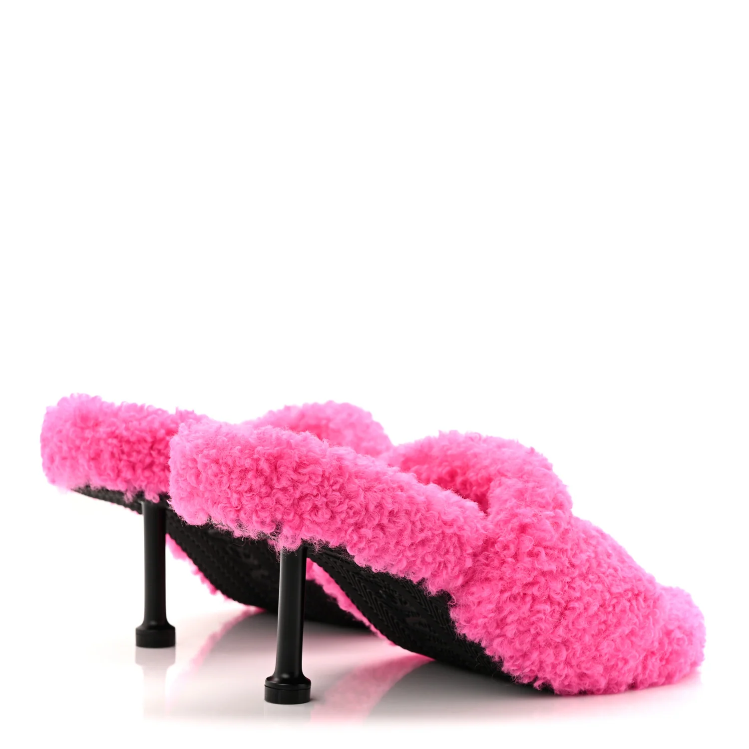 Faux Shearling Political Campaign Logo 80mm Sandals 37 Pink White Blue - Image 5