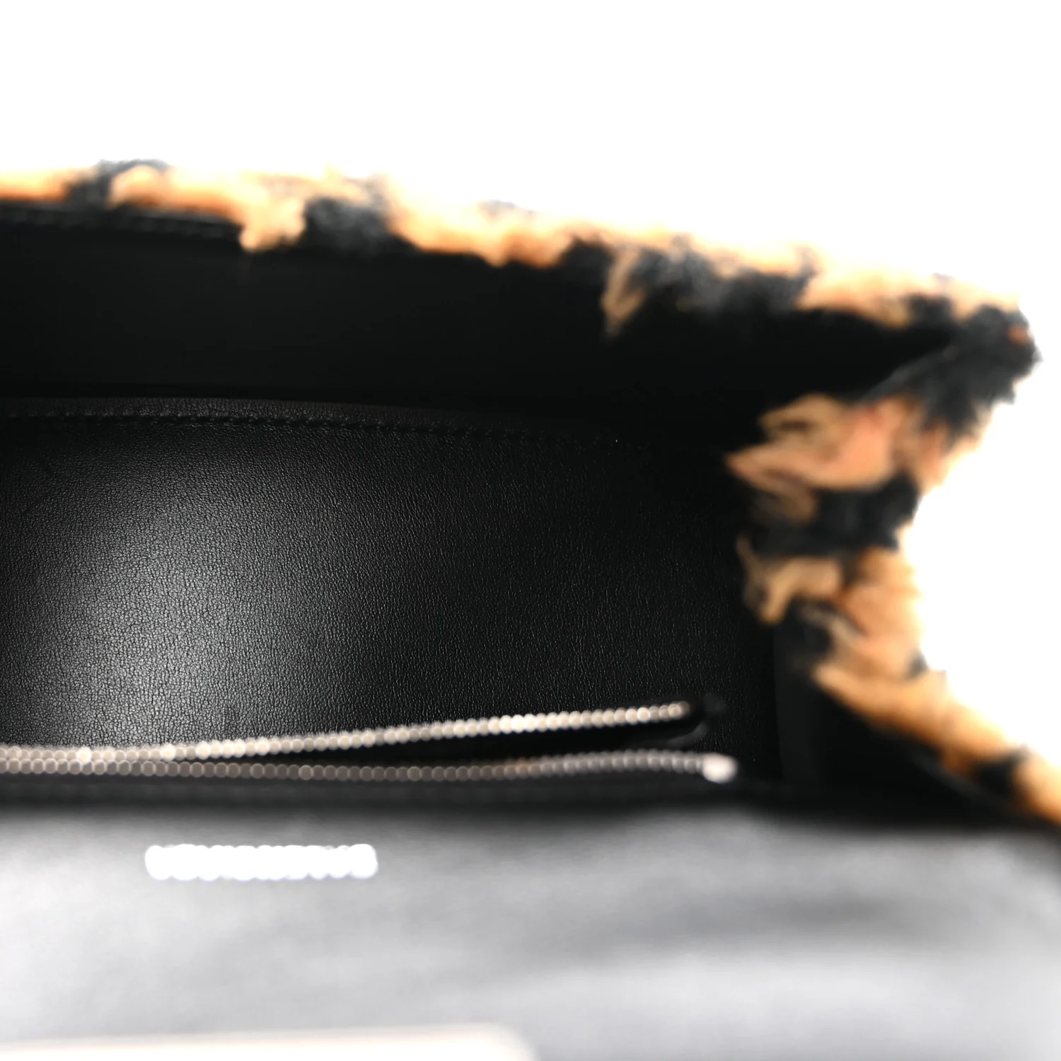 Fleece Leopard Print Small Hourglass Top Handle Bag Brown - Image 5