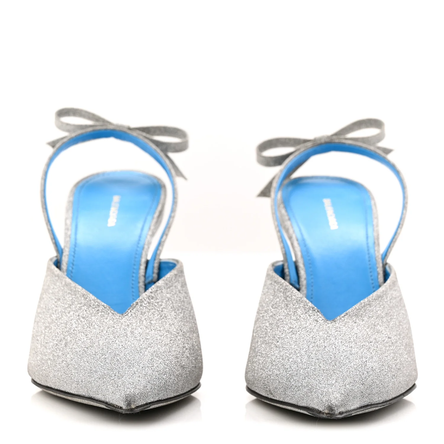 Glitter Toe Knife Slingback Mules 38 Silver Blue - Image 3