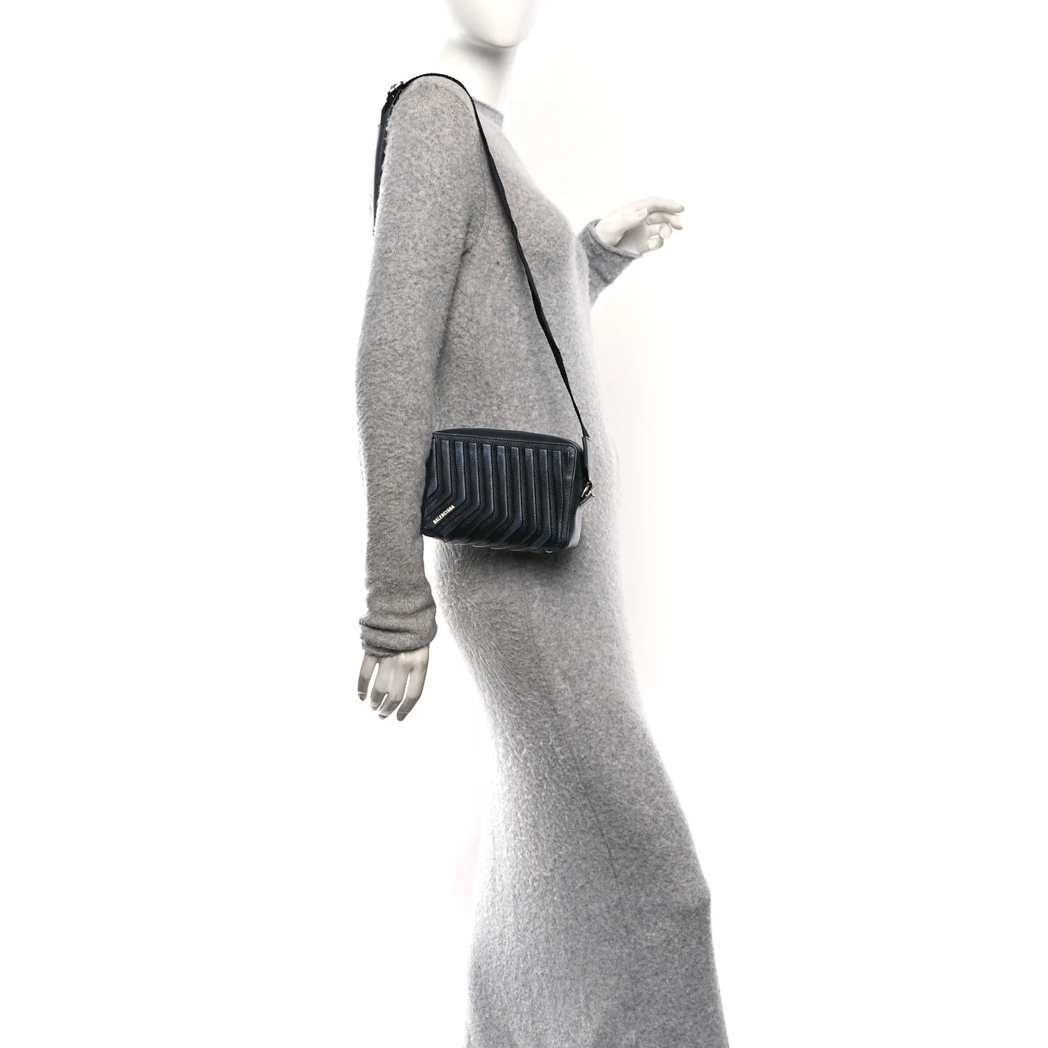 Grained Calfskin Embossed Car Camera Bag Black White Dirt - Image 2