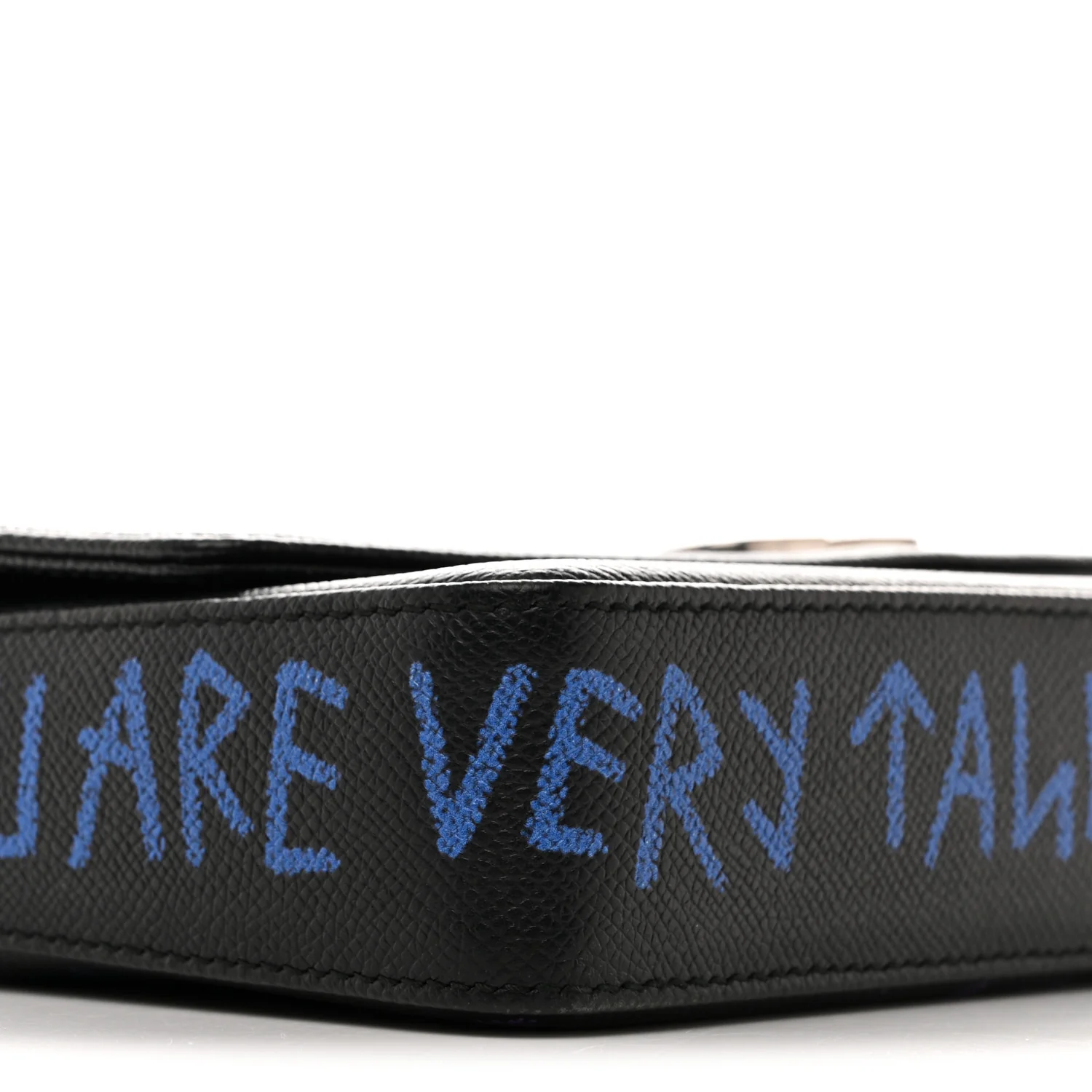 Grained Calfskin Graffiti BB Chain Wallet Black Bleu Violet - Image 10