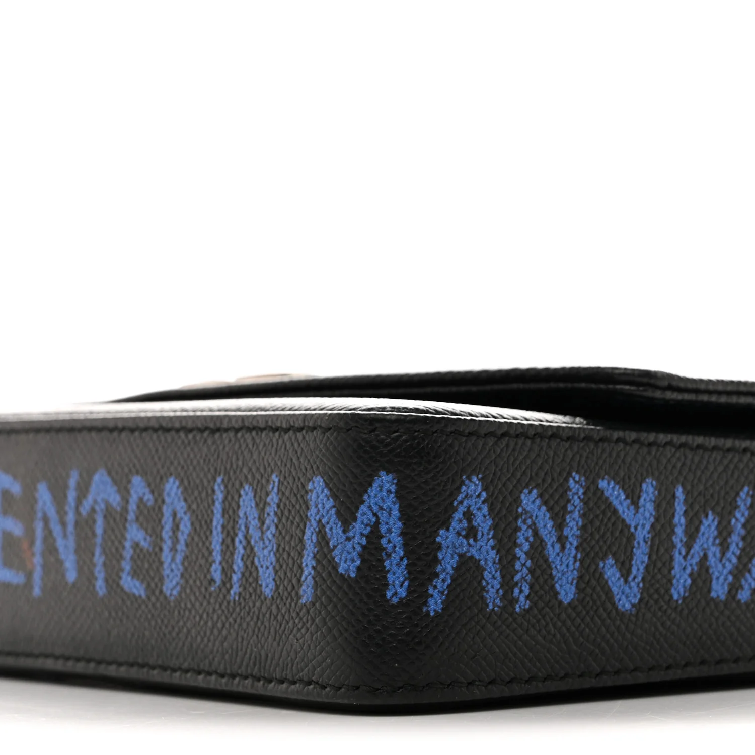 Grained Calfskin Graffiti BB Chain Wallet Black Bleu Violet - Image 11