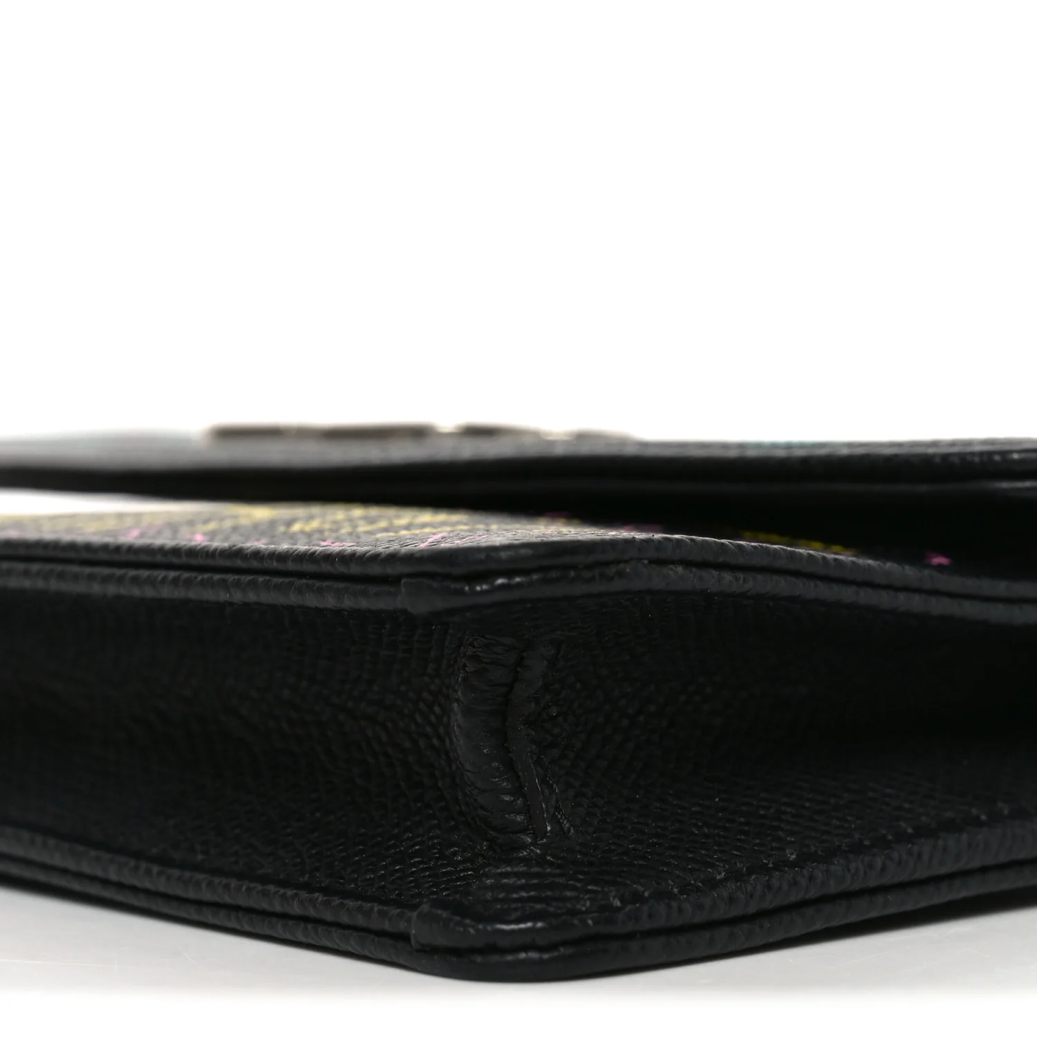 Grained Calfskin Graffiti BB Wallet On Chain Black - Image 7