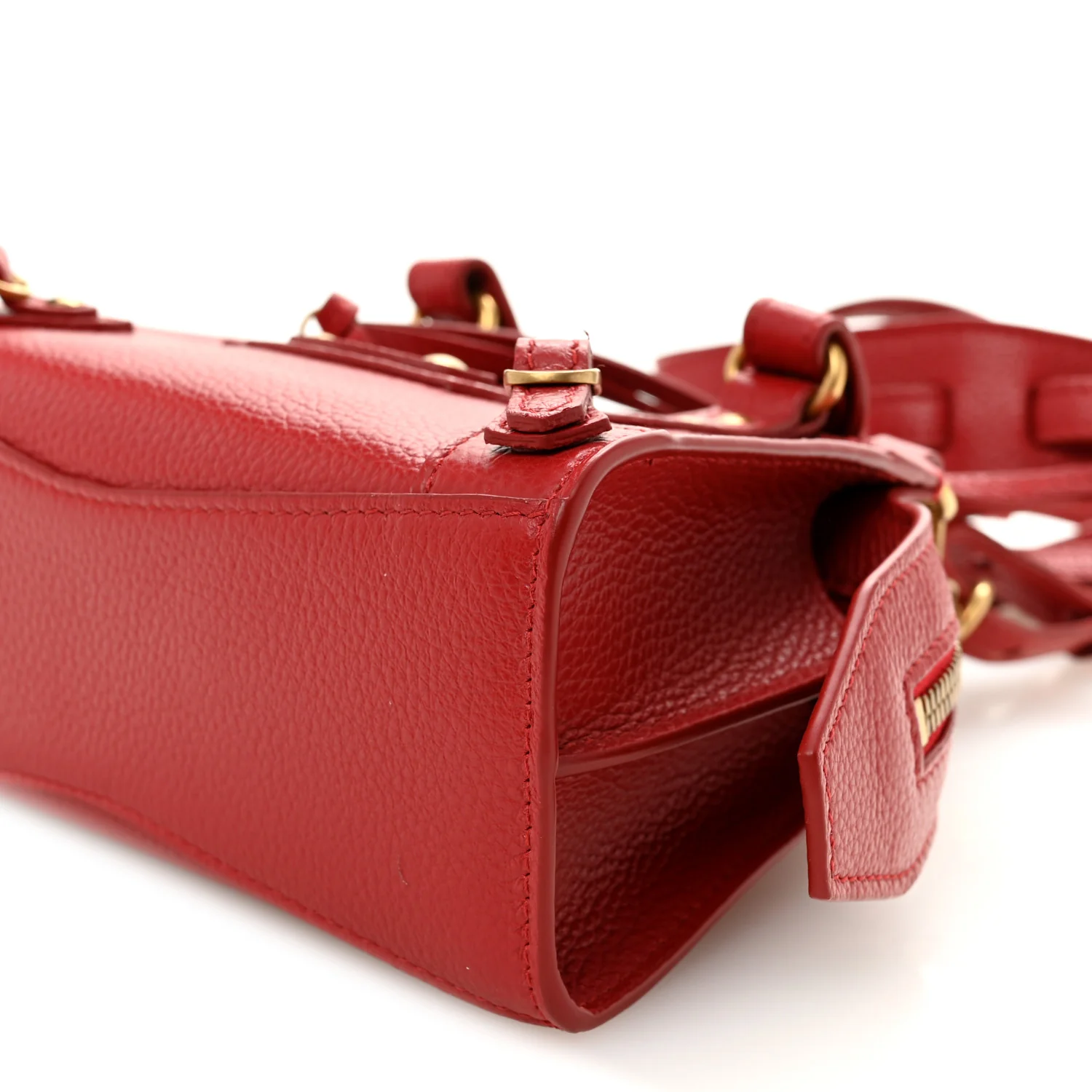 Grained Calfskin Neo Classic Gold Hardware Nano City Crossbody Medium Red - Image 10