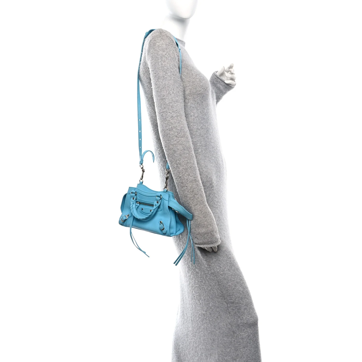 Grained Calfskin Neo Classic Silver Hardware Mini City Azur - Image 2