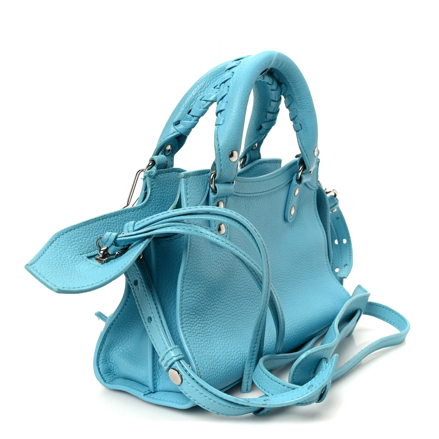 Grained Calfskin Neo Classic Silver Hardware Mini City Azur - Image 3