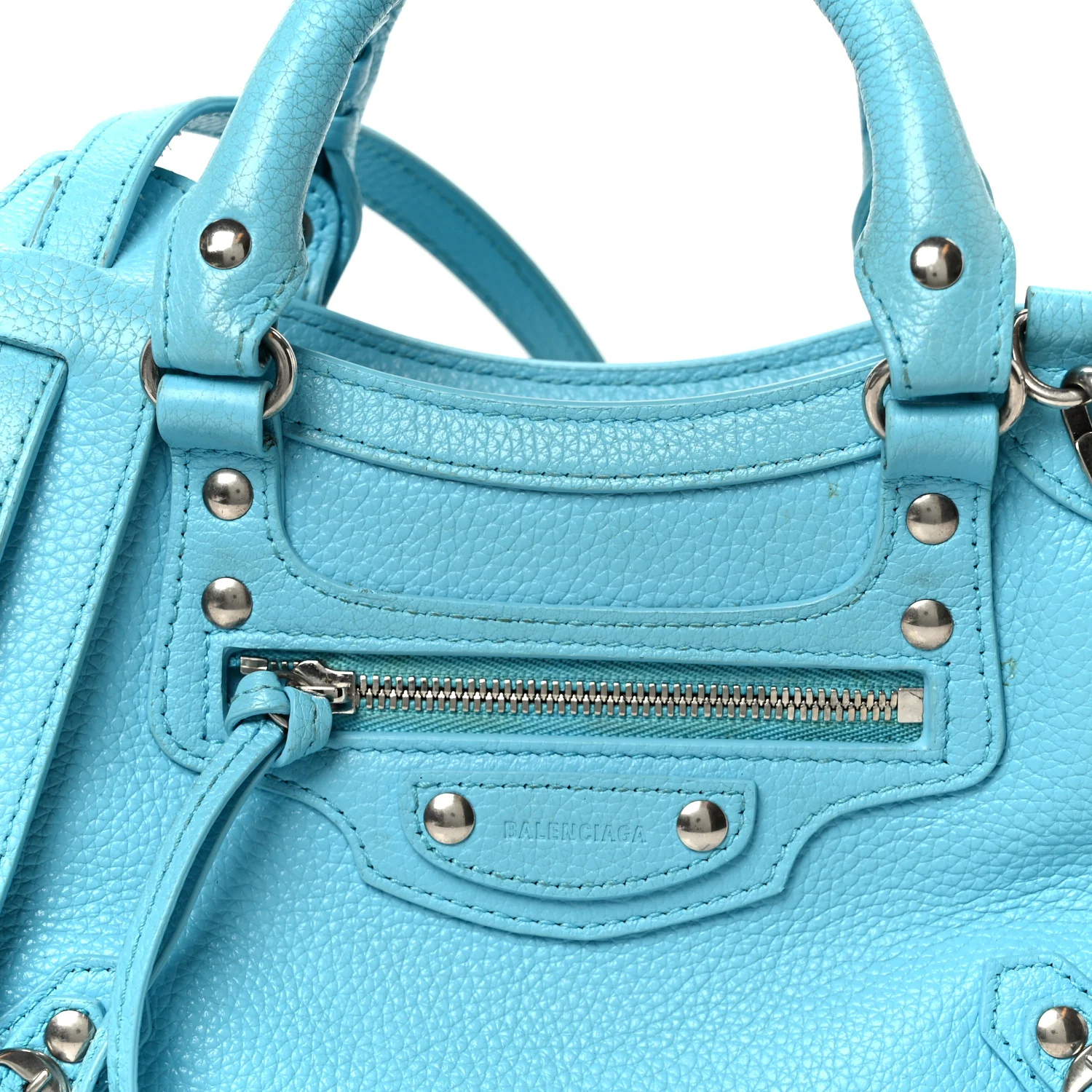 Grained Calfskin Neo Classic Silver Hardware Mini City Azur - Image 8