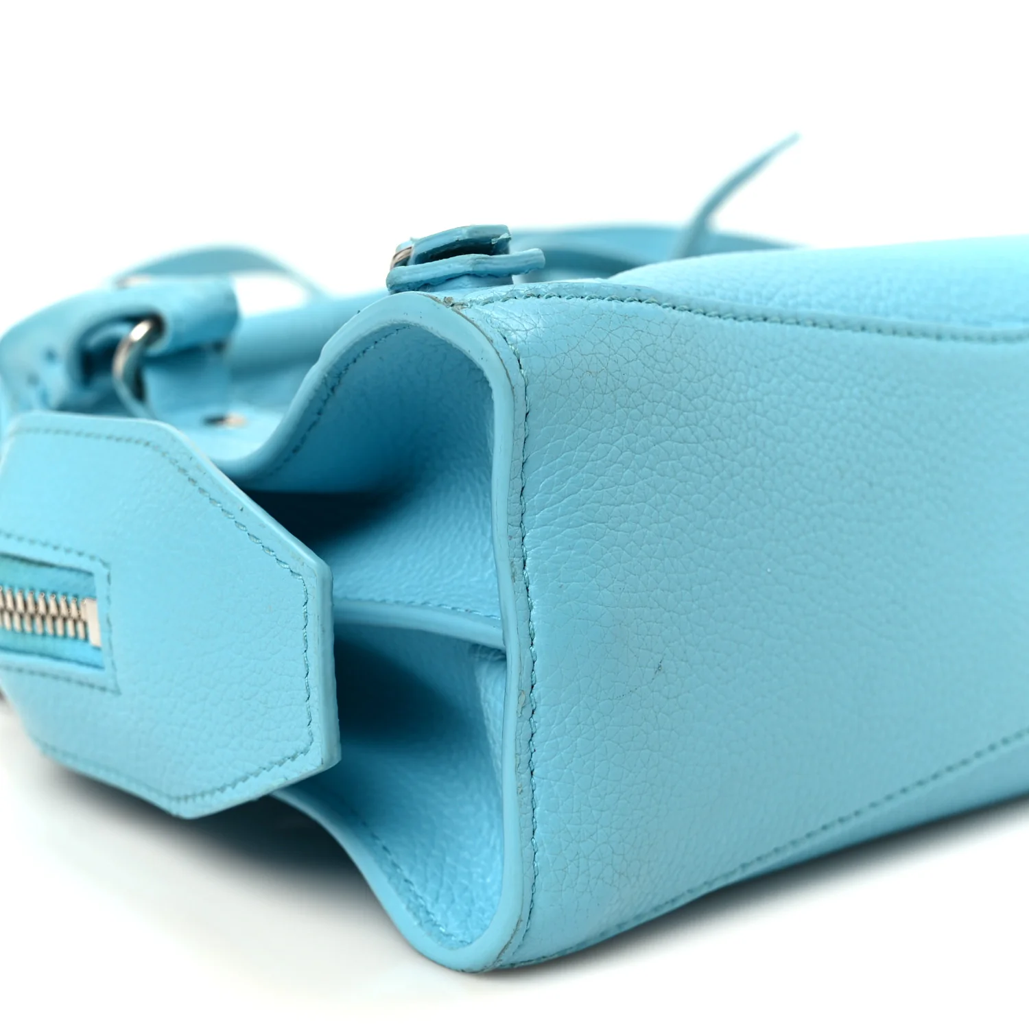 Grained Calfskin Neo Classic Silver Hardware Mini City Azur - Image 9