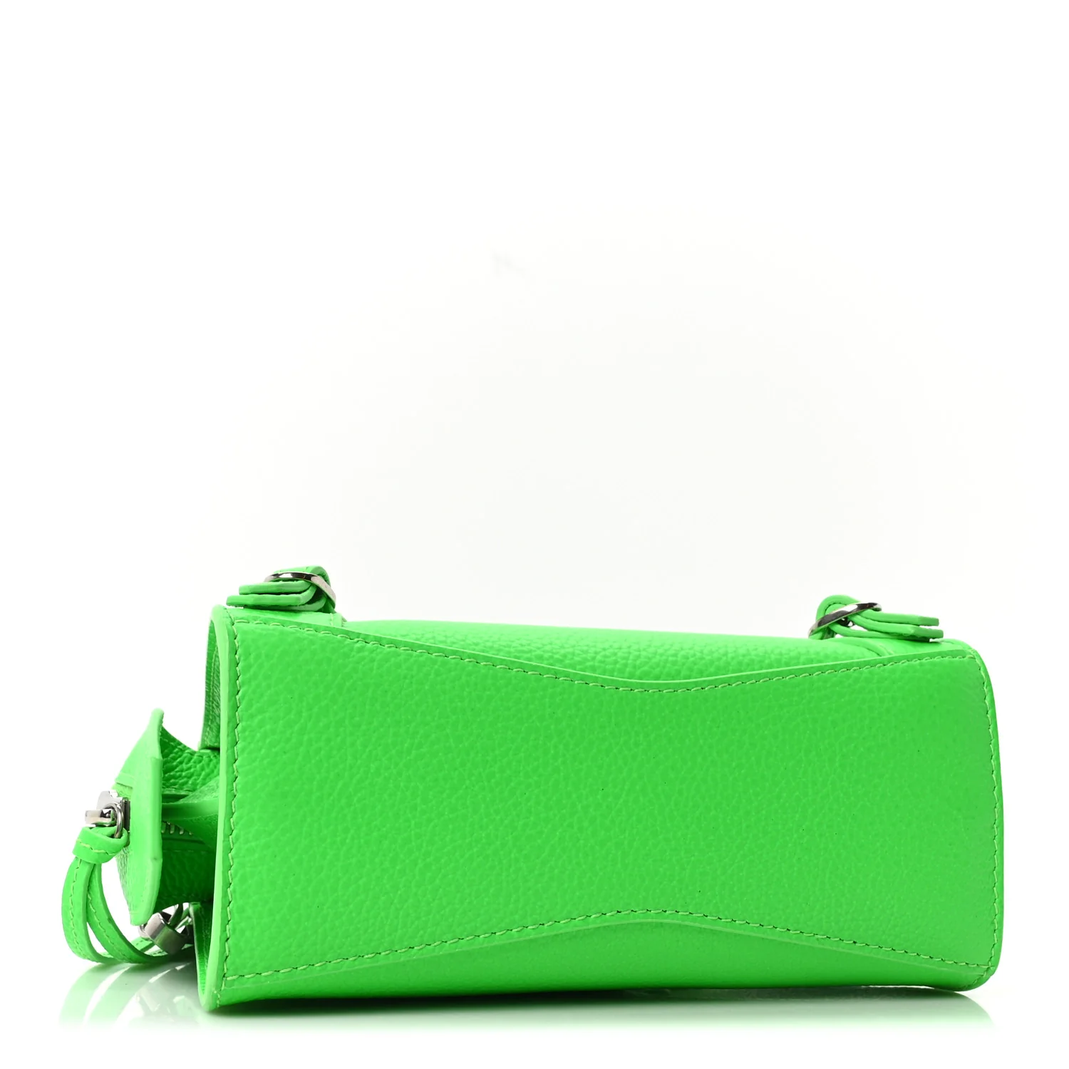 Grained Calfskin Neo Classic Silver Hardware Nano City Crossbody Fluo Green - Image 3