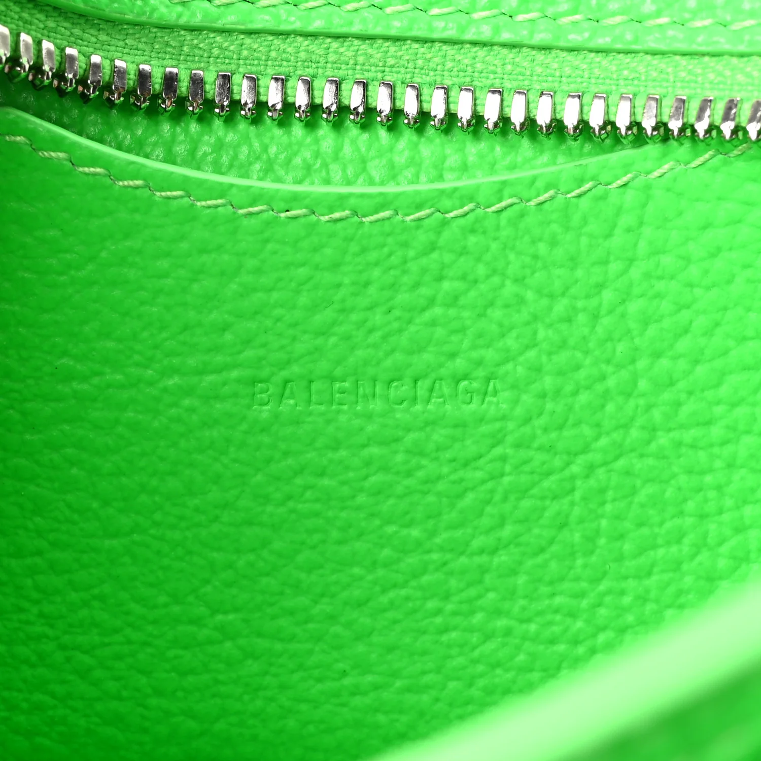 Grained Calfskin Neo Classic Silver Hardware Nano City Crossbody Fluo Green - Image 5