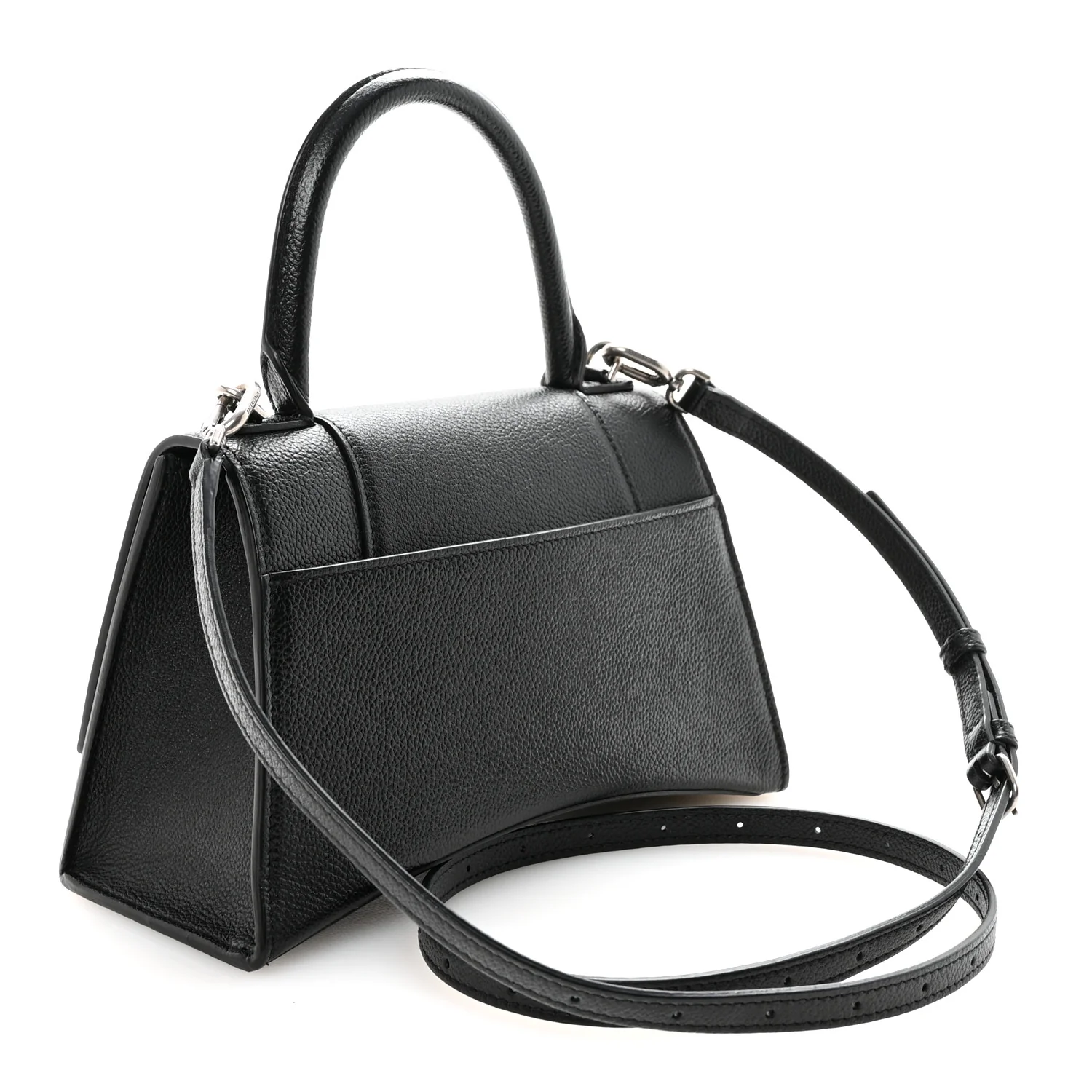 Grained Calfskin Small Hourglass Top Handle Bag Black - Image 2
