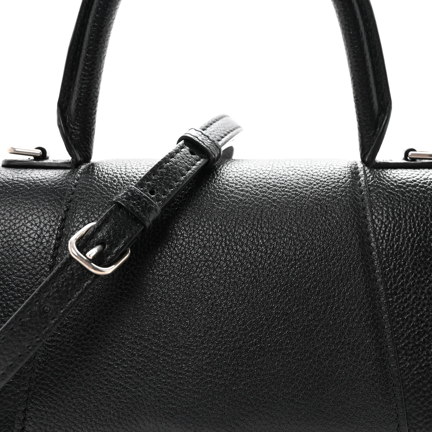 Grained Calfskin Small Hourglass Top Handle Bag Black - Image 6