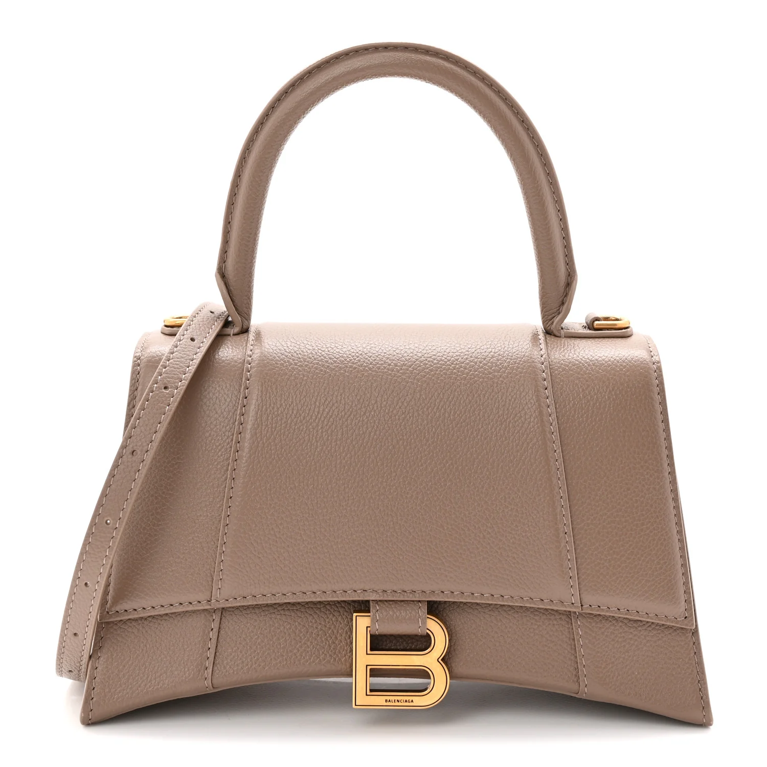 Grained Calfskin Small Hourglass Top Handle Bag Mink Grey