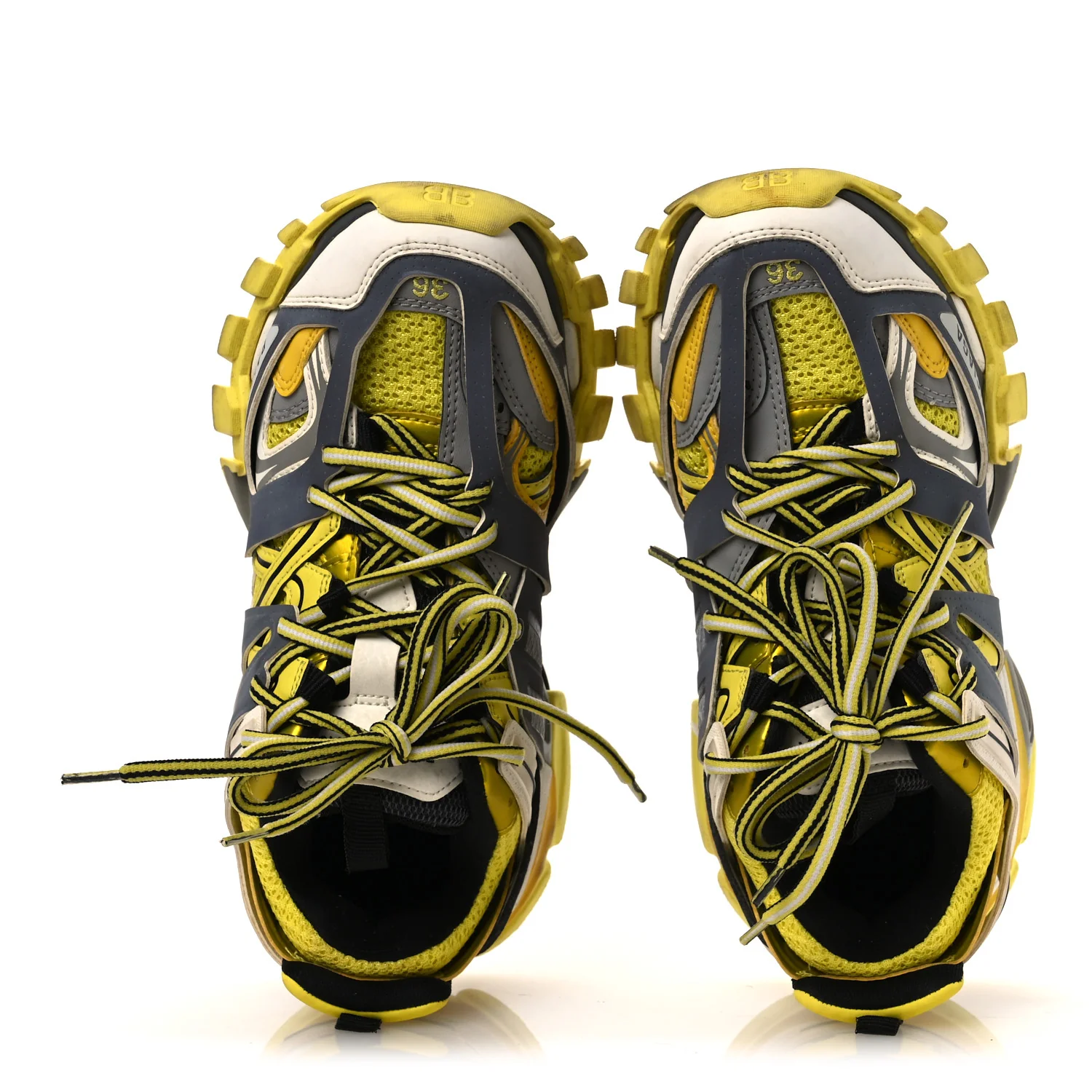 Mesh Nylon Mens Track Sneakers 36 Yellow Black White - Image 2