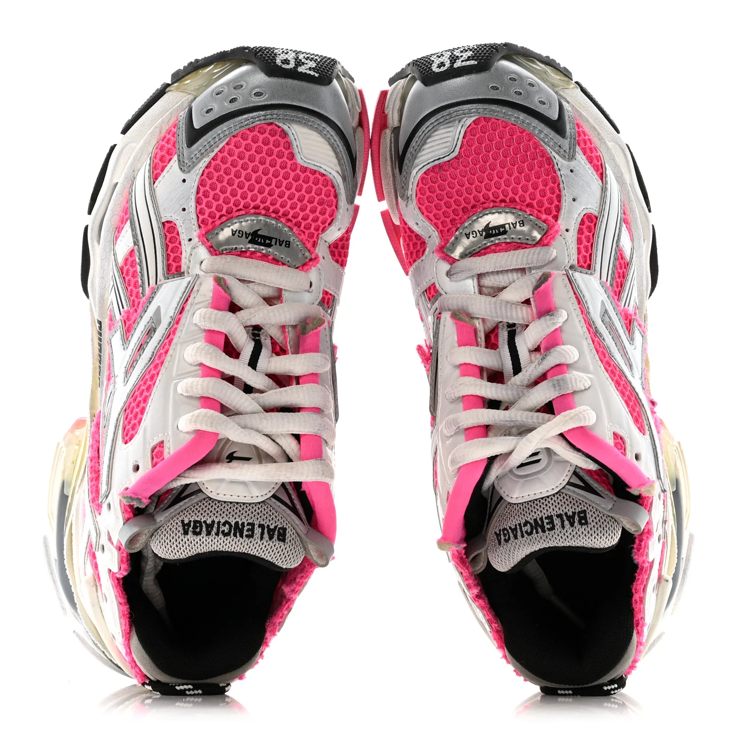 Mesh Rubber Womens Runner Sneakers 38 Fluo Pink Grey Black - Image 3