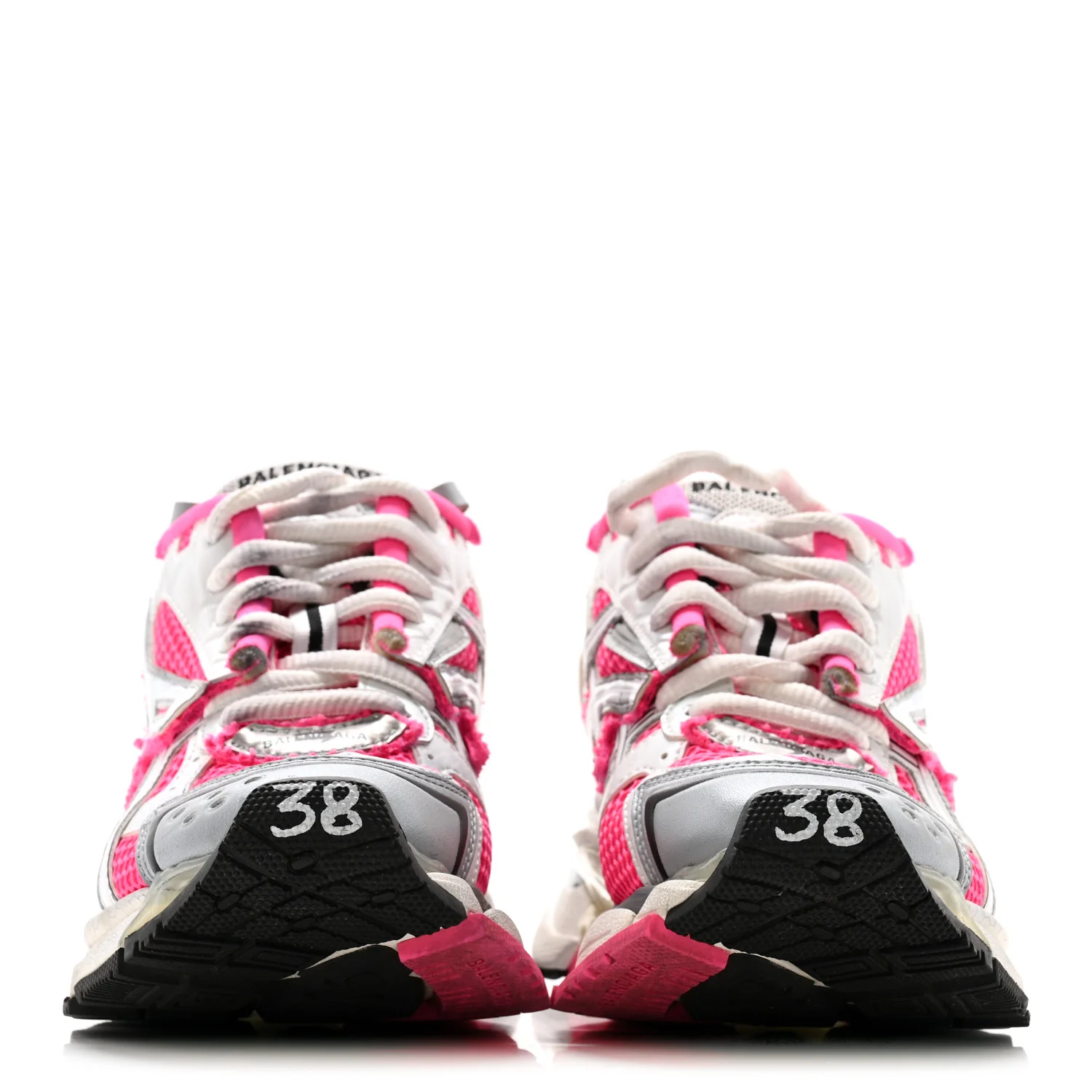 Mesh Rubber Womens Runner Sneakers 38 Fluo Pink Grey Black - Image 6