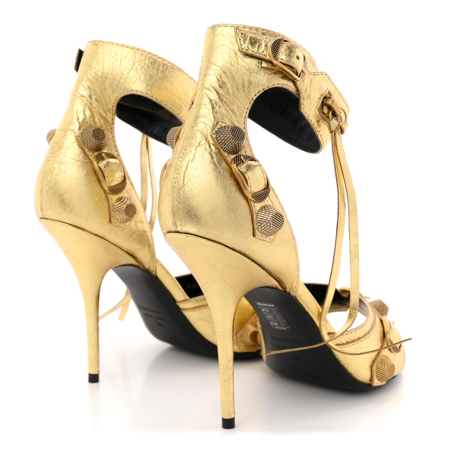 Metallic Agneau Arena Cagole 110mm Sandals 40 Gold - Image 5