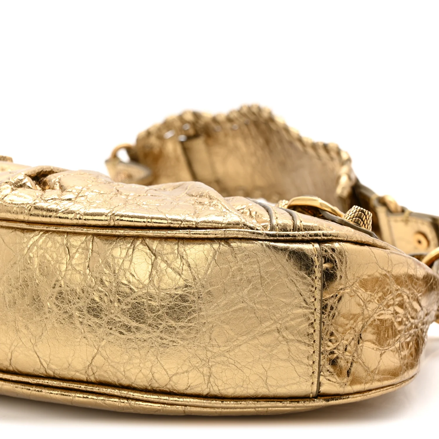 Metallic Agneau Arena Le Cagole Shoulder Bag XS Gold - Image 11