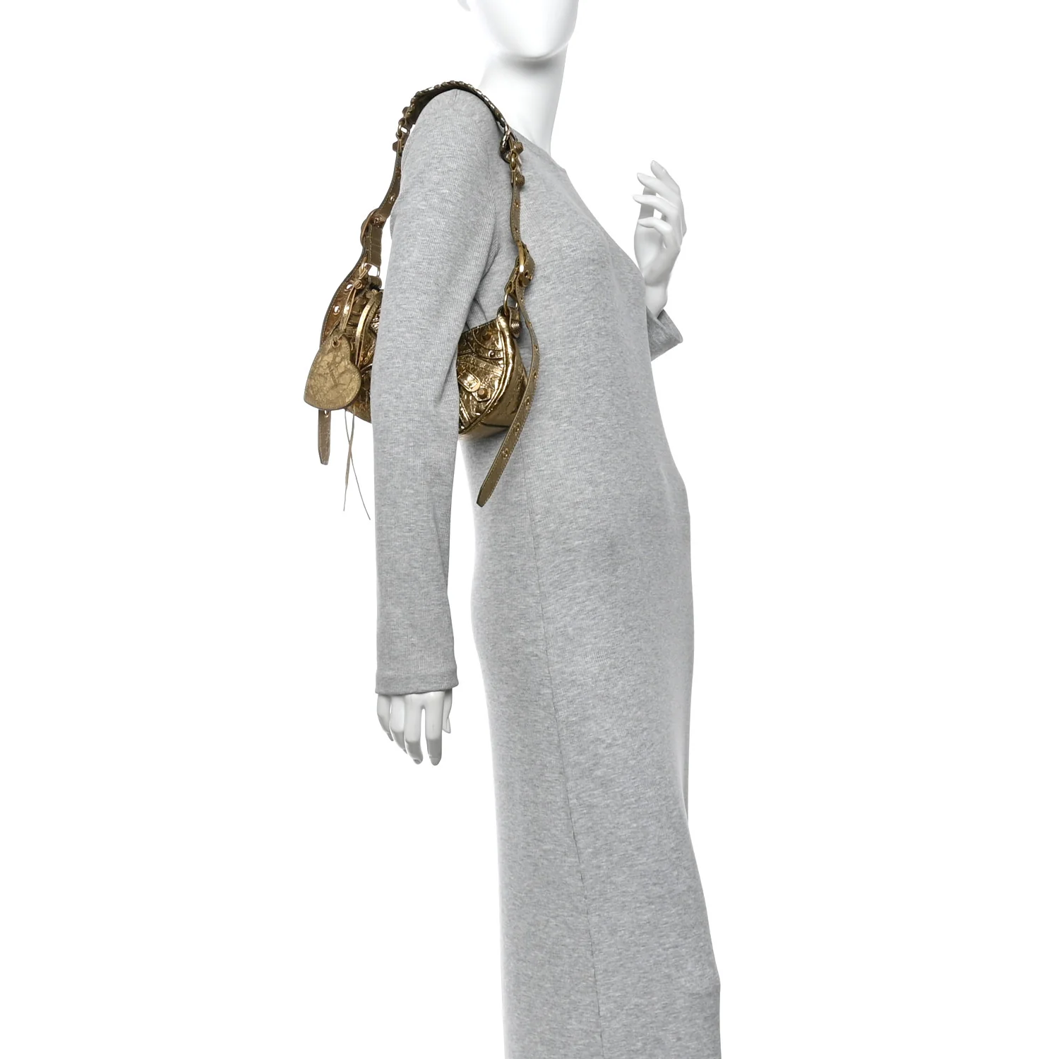 Metallic Agneau Arena Le Cagole Shoulder Bag XS Gold - Image 2