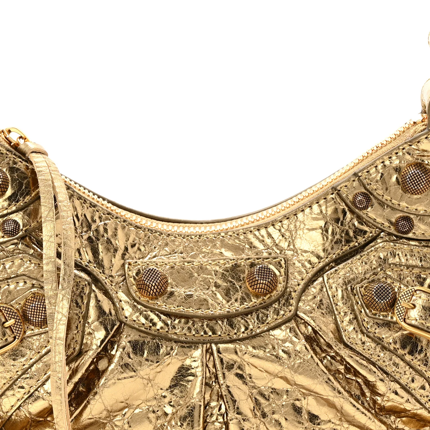 Metallic Agneau Arena Le Cagole Shoulder Bag XS Gold - Image 9