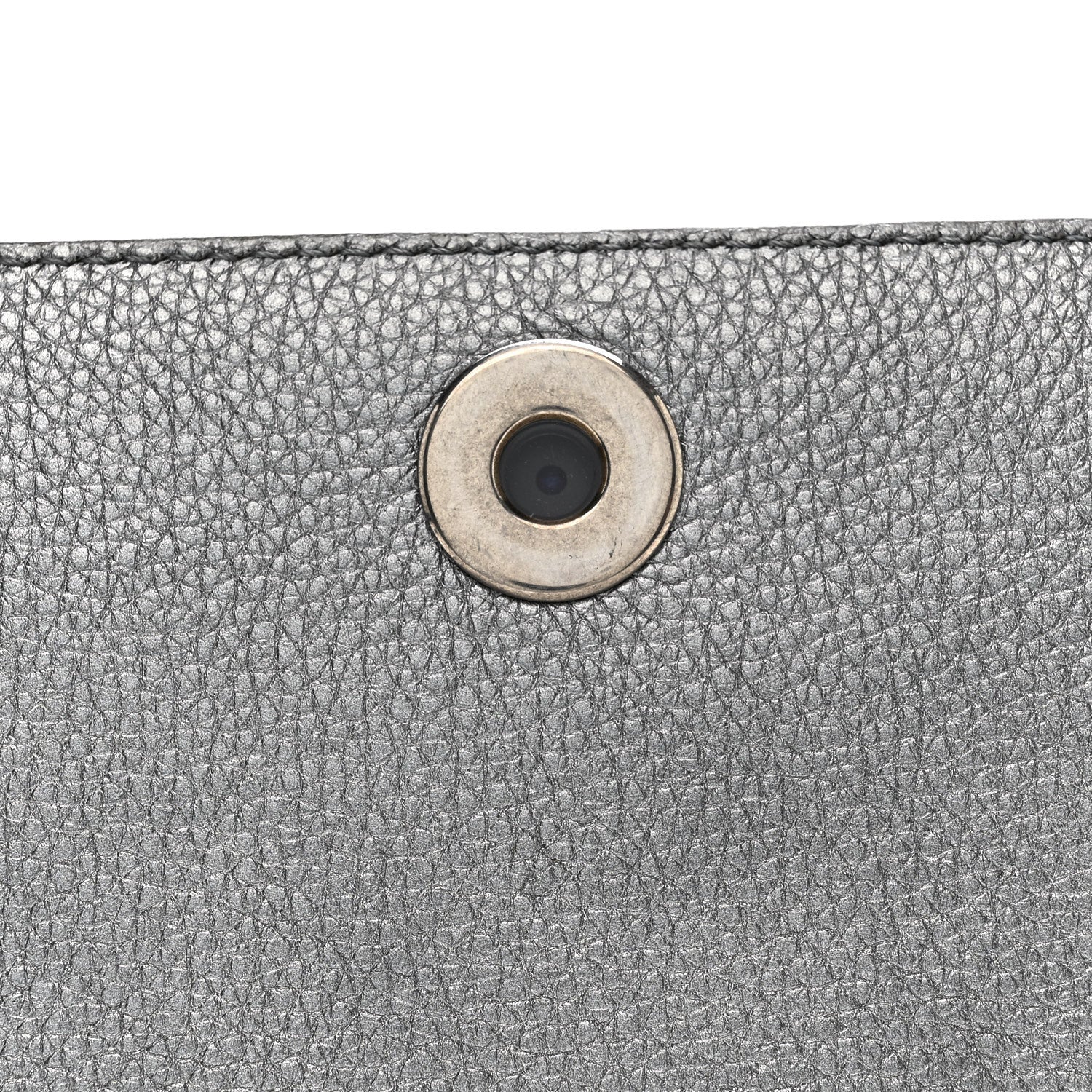 Metallic Calfskin LED Logo Projector Top Handle Bag Silver - Image 12