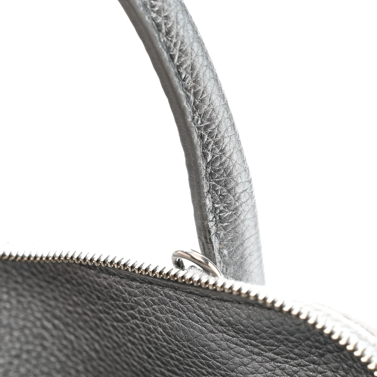 Metallic Calfskin LED Logo Projector Top Handle Bag Silver - Image 16
