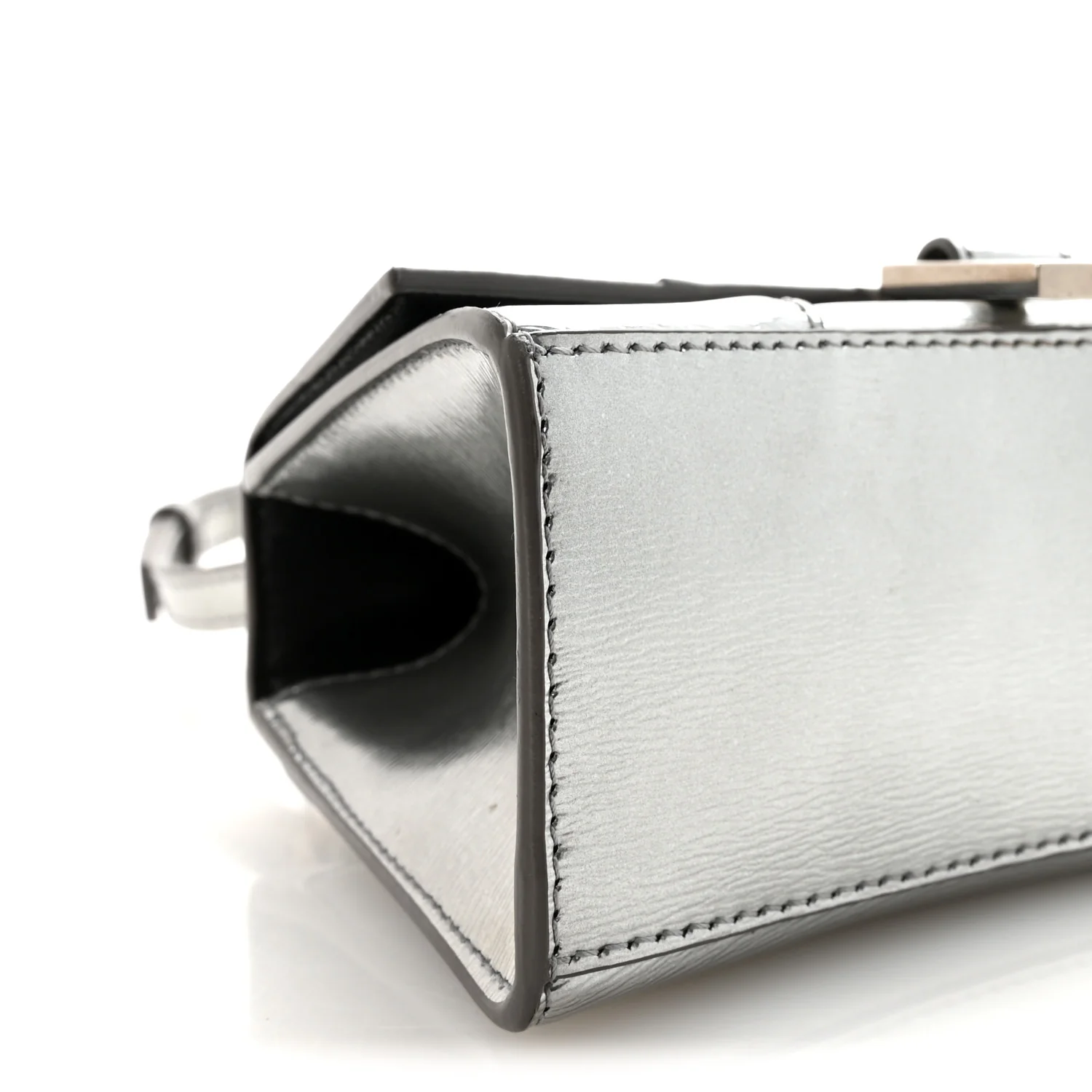 Metallic Textured Calfskin Hourglass Top Handle Bag XS Silver - Image 8