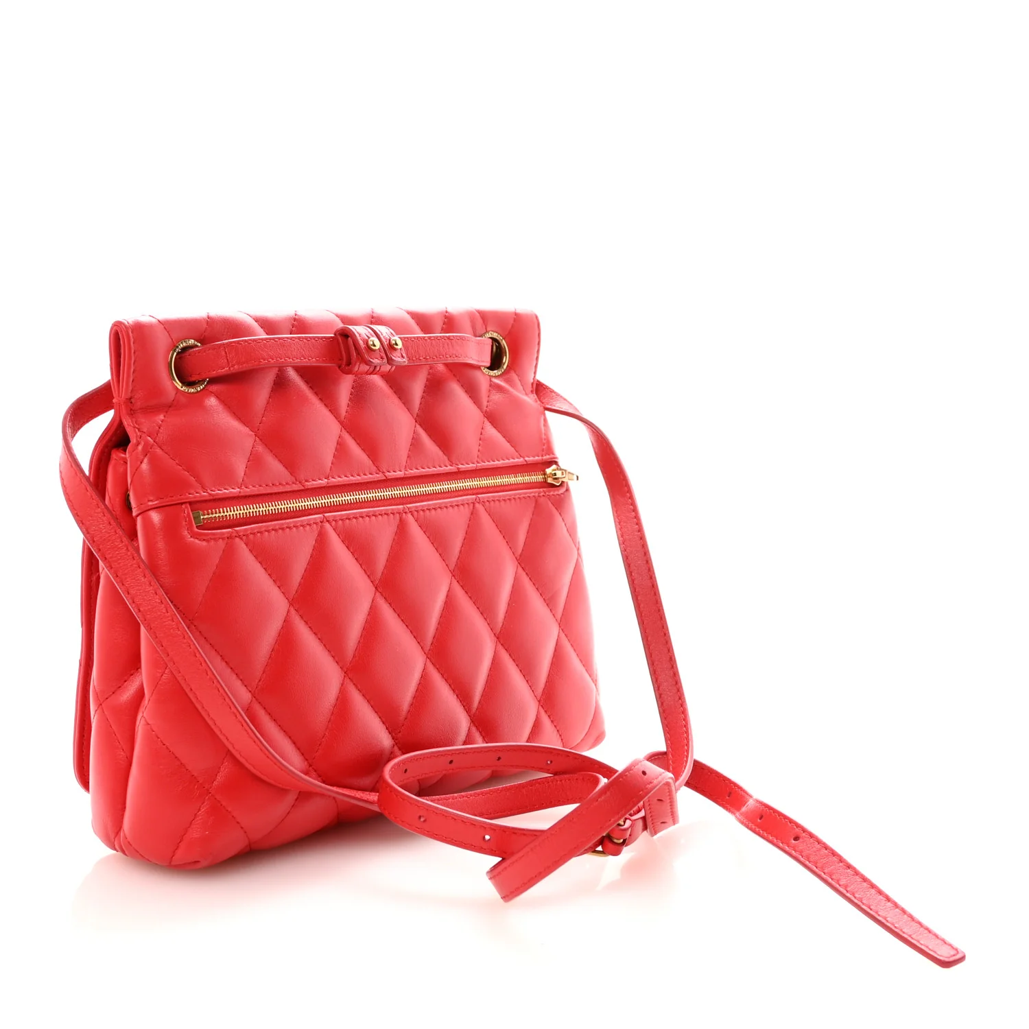 Nappa Calfskin Quilted Medium Touch B Shoulder Bag Bright Red - Image 2
