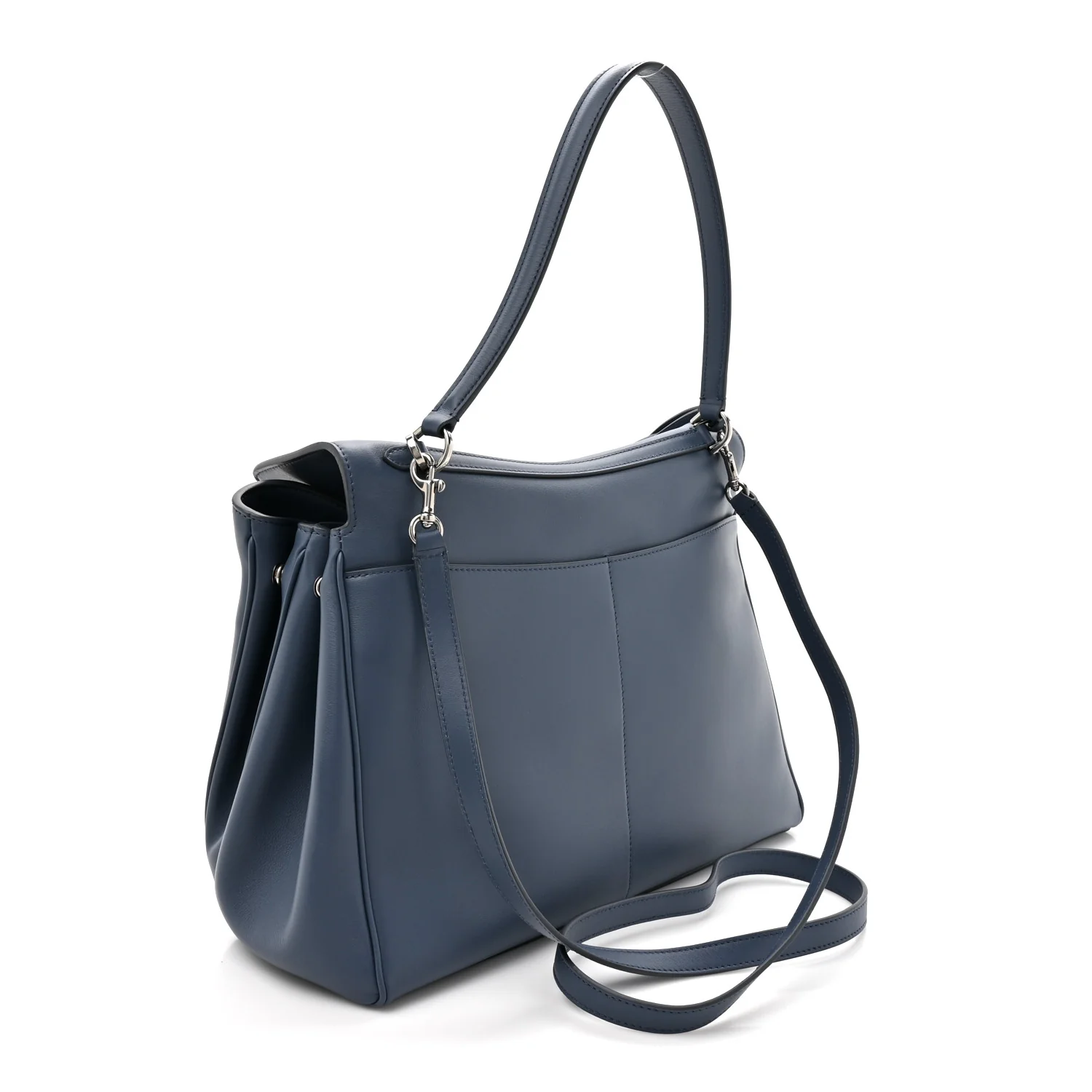 Natural Smooth Calfskin Medium Rodeo Top Handle Handbag Faded Dark Blue - Image 3