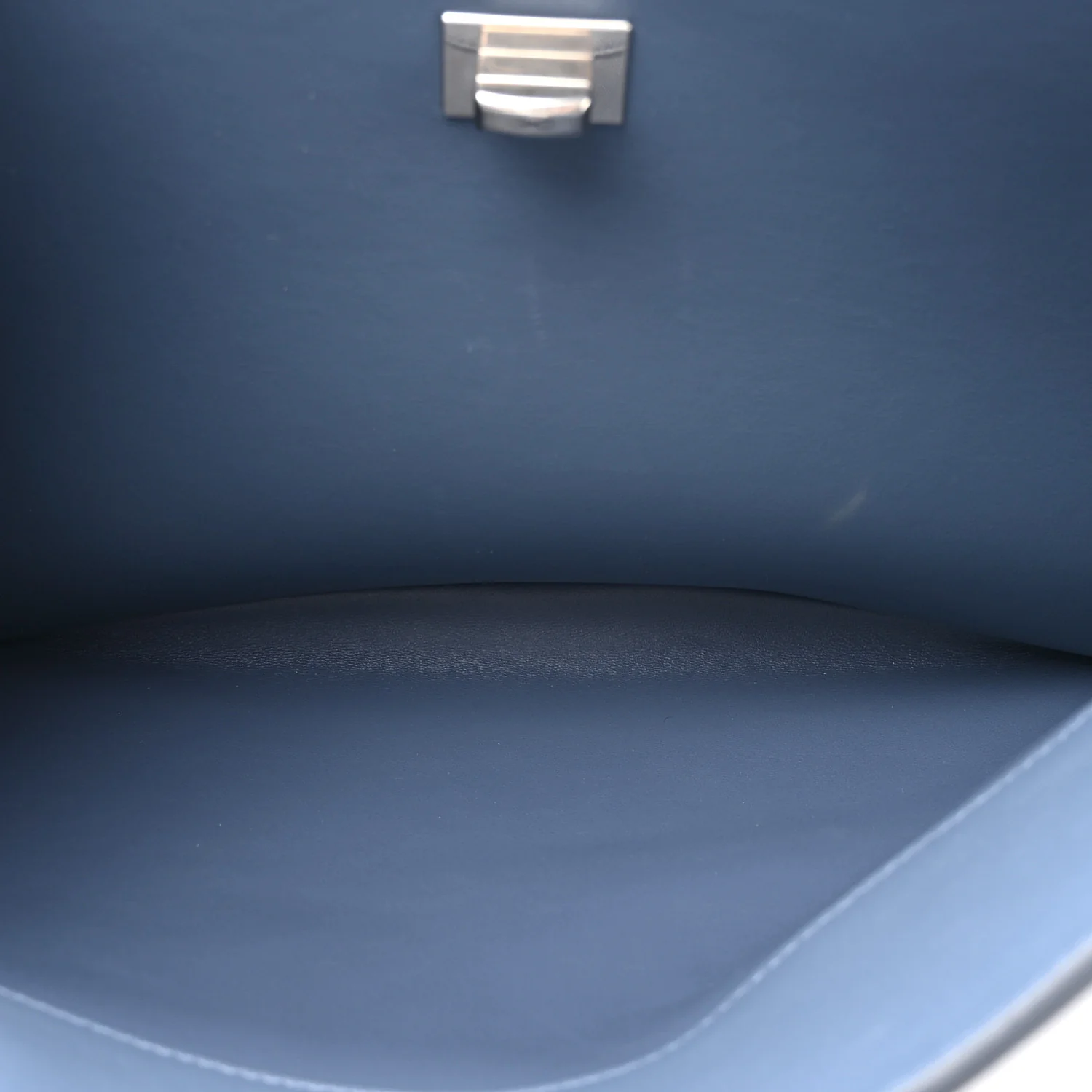 Natural Smooth Calfskin Medium Rodeo Top Handle Handbag Faded Dark Blue - Image 6