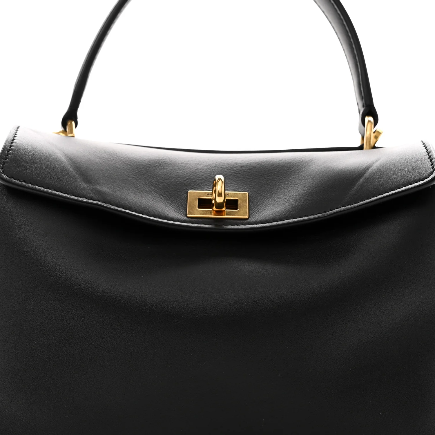 Natural Smooth Calfskin Mini Rodeo Top Handle Handbag Black - Image 6
