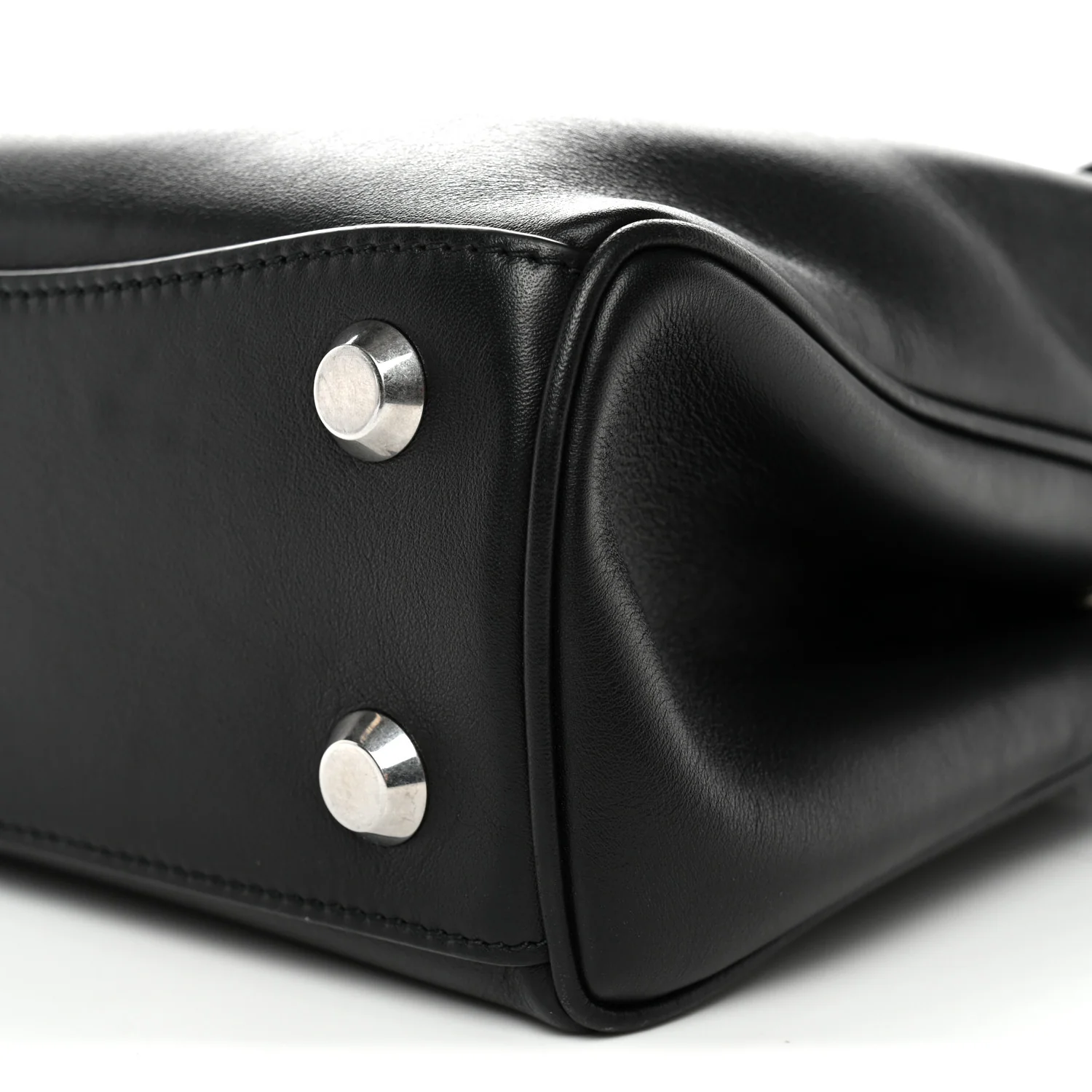 Natural Smooth Calfskin Mini Rodeo Top Handle Handbag Black - Image 10