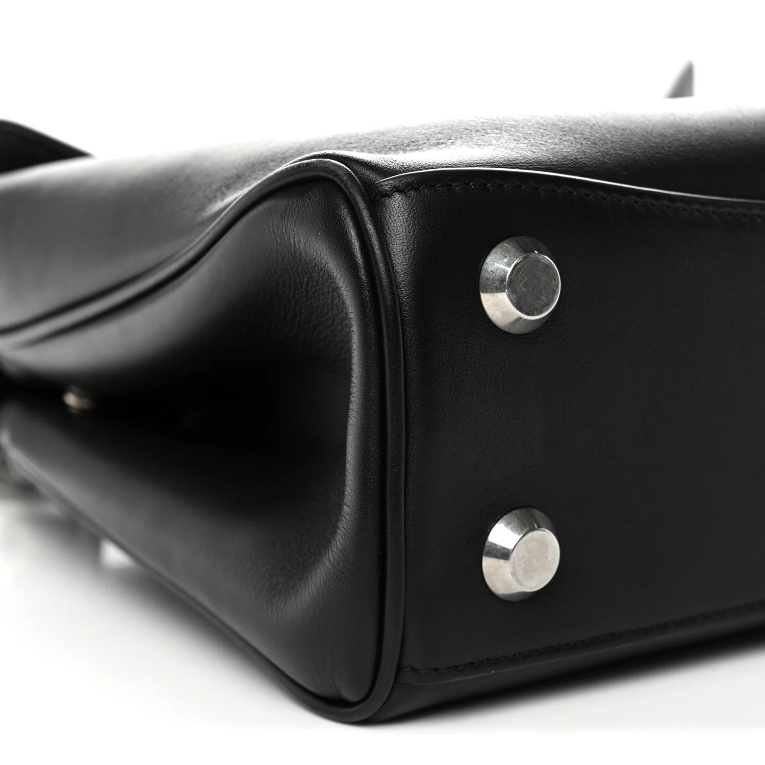 Natural Smooth Calfskin Mini Rodeo Top Handle Handbag Black - Image 9