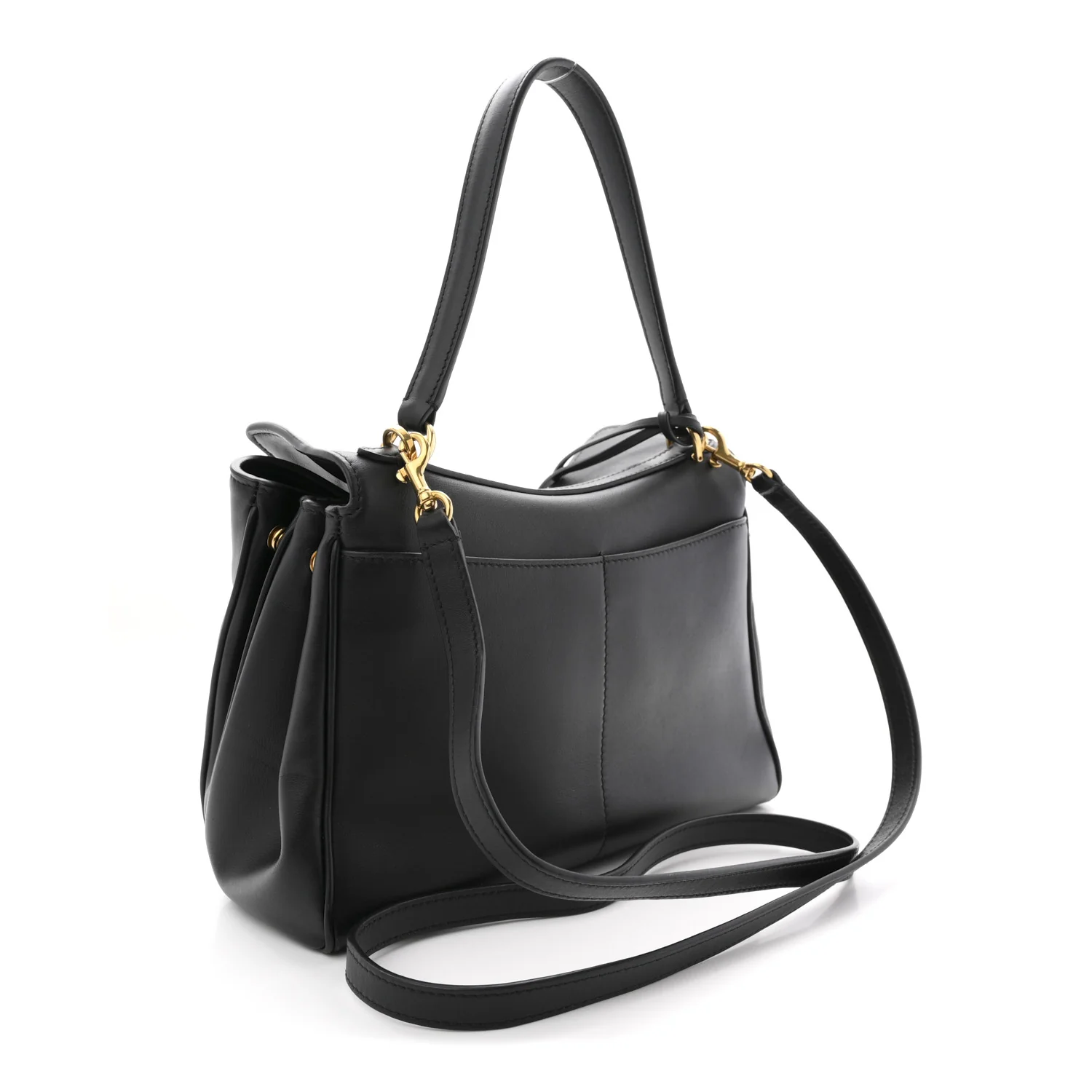 Natural Smooth Calfskin Small Rodeo Top Handle Handbag Black - Image 3