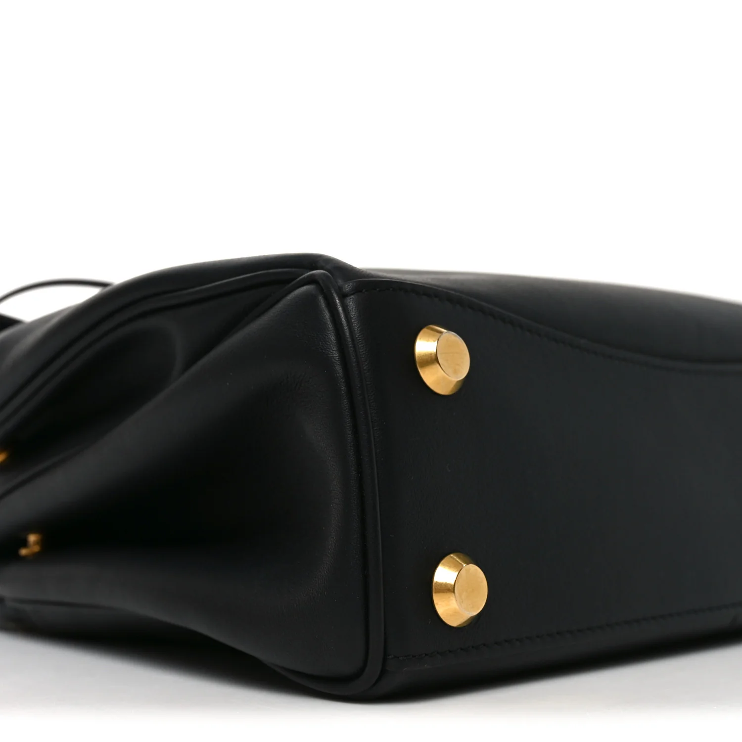 Natural Smooth Calfskin Small Rodeo Top Handle Handbag Black - Image 9