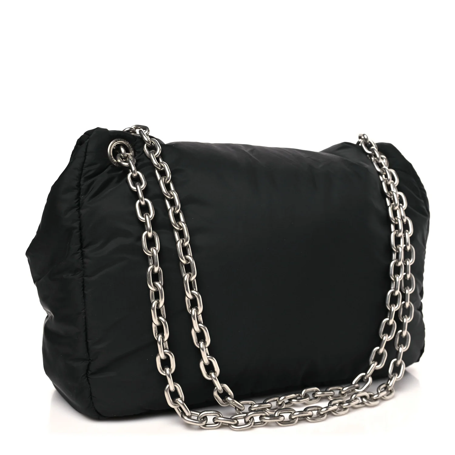 Nylon Medium Monaco Chain Shoulder Bag Black - Image 3