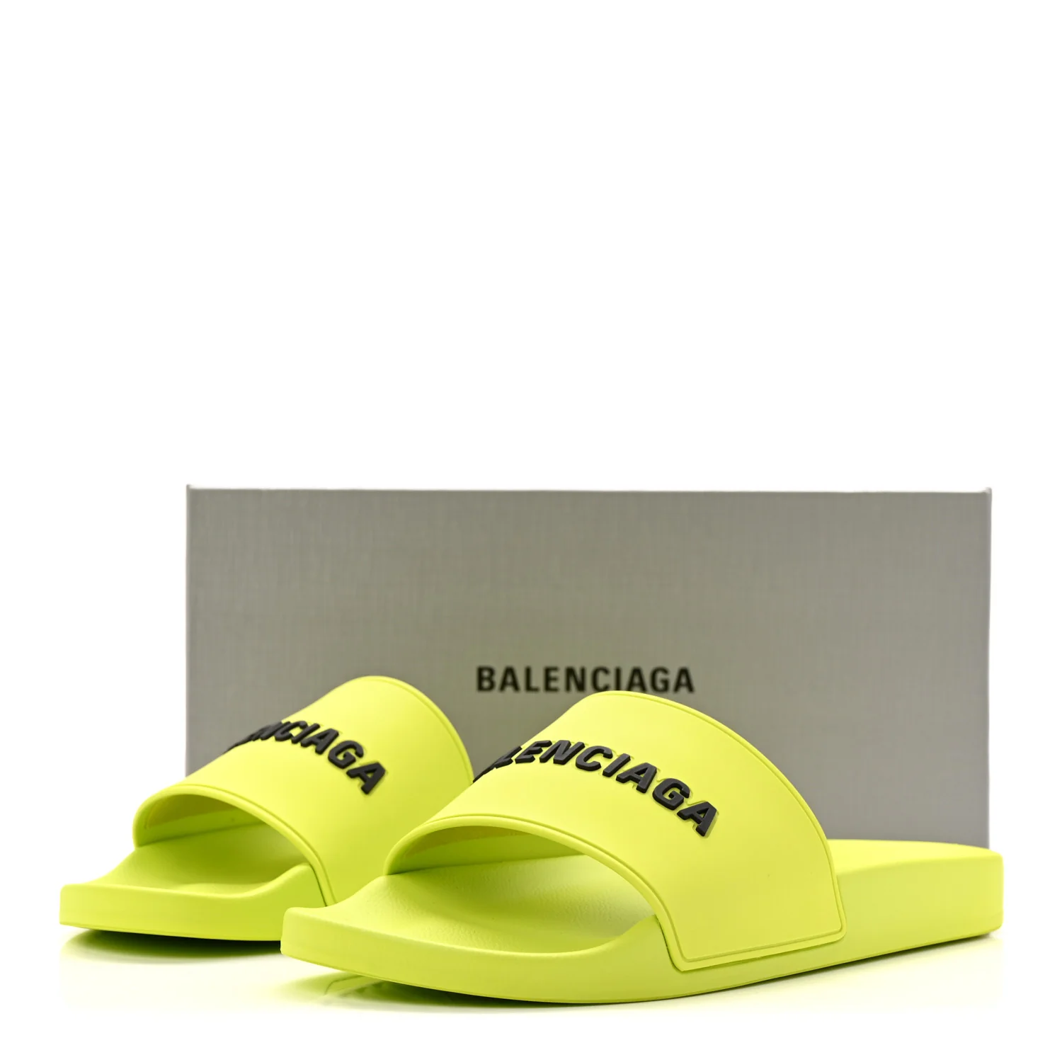 Rubber Mens Logo Pool Slide Sandals 44 Fluo Yellow - Image 9