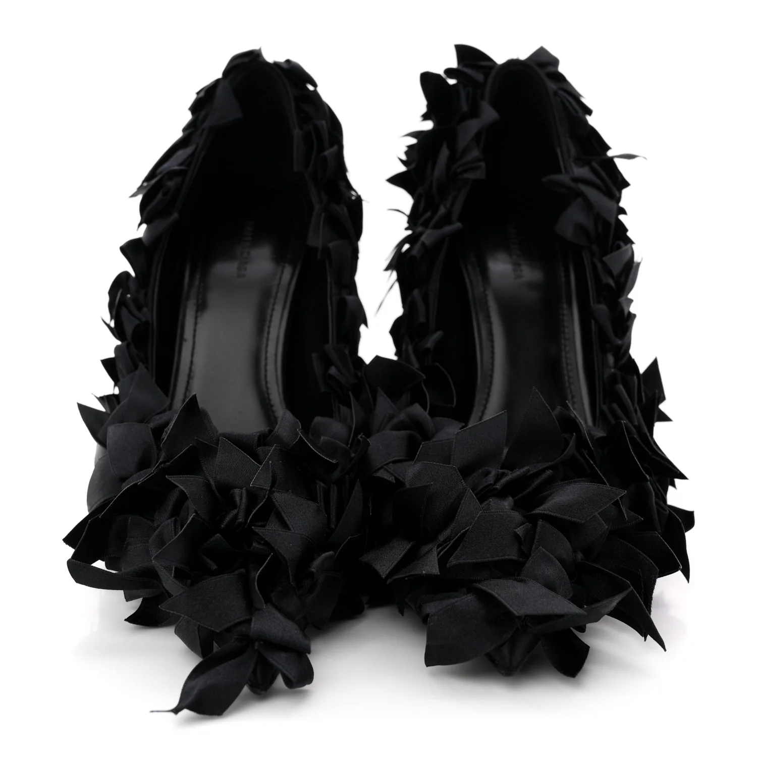 Satin Pointed Marie A Bows All Over 110mm Pumps 35 Black - Image 3