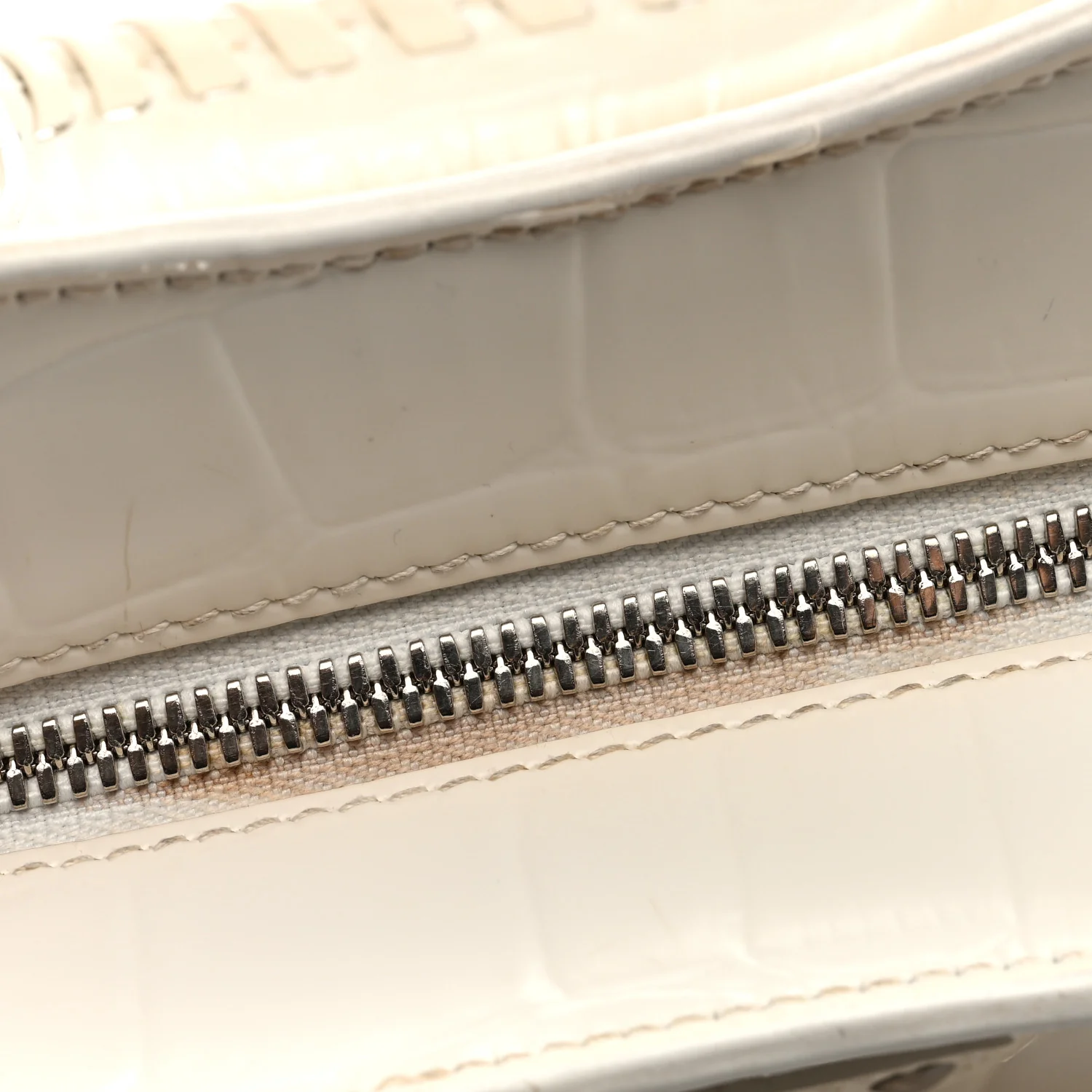 Semi Shiny Calfskin Crocodile Embossed Neo Classic Silver Hardware Mini City White - Image 10
