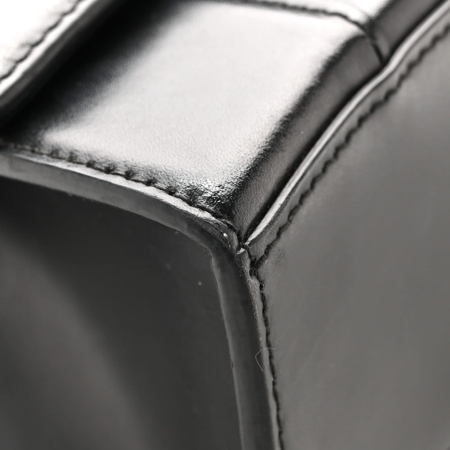 Shiny Box Calfskin Hourglass Top Handle Bag XS Black - Image 14