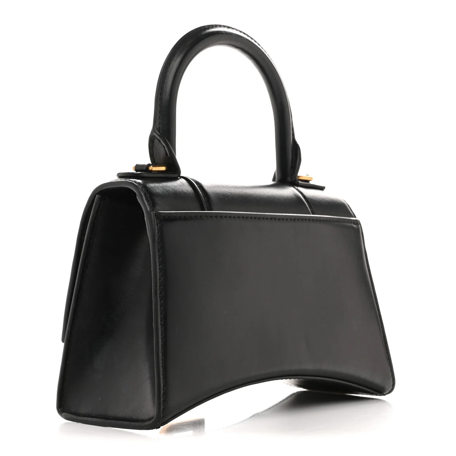 Shiny Box Calfskin Hourglass Top Handle Bag XS Black - Image 3