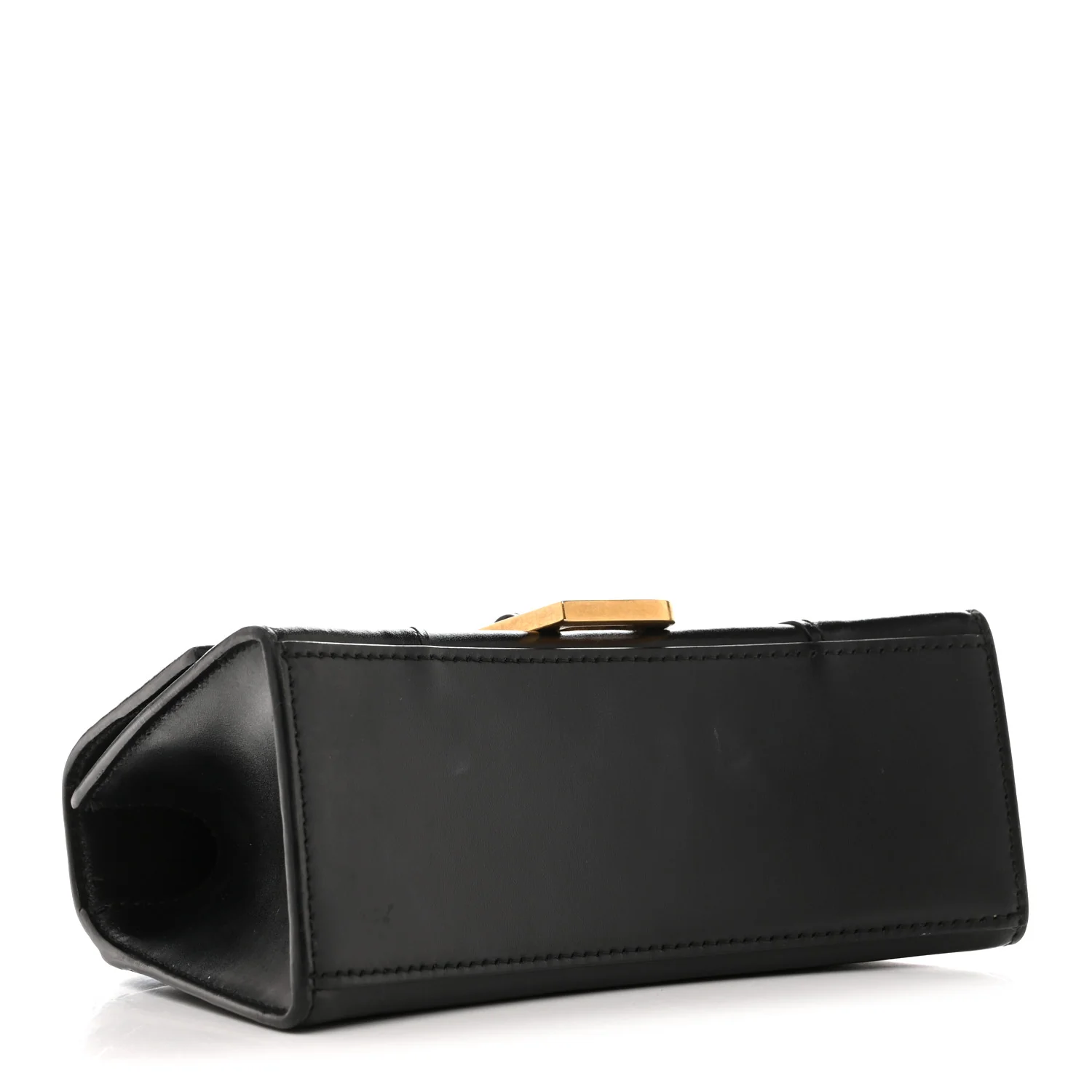 Shiny Box Calfskin Hourglass Top Handle Bag XS Black - Image 4