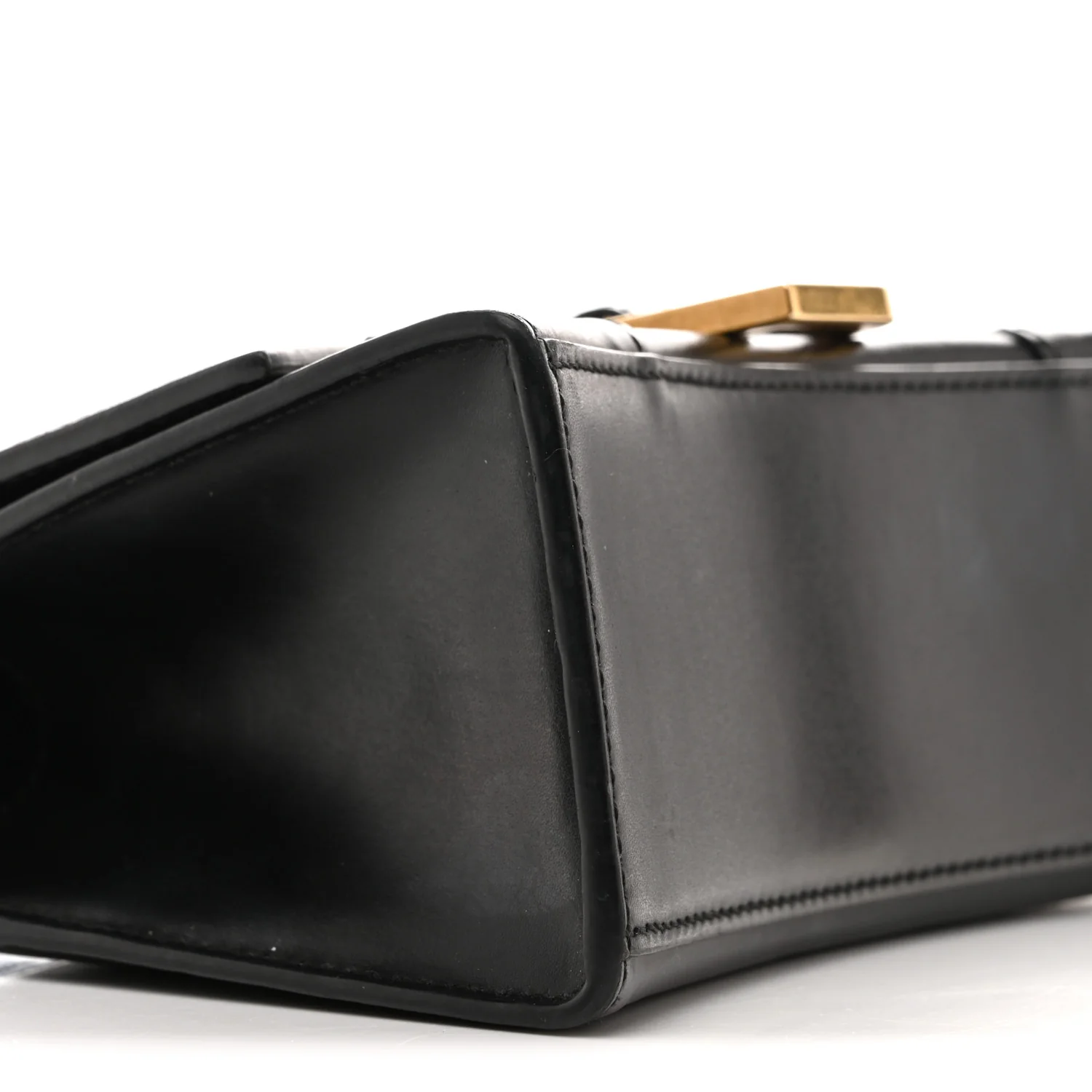 Shiny Box Calfskin Hourglass Top Handle Bag XS Black - Image 9