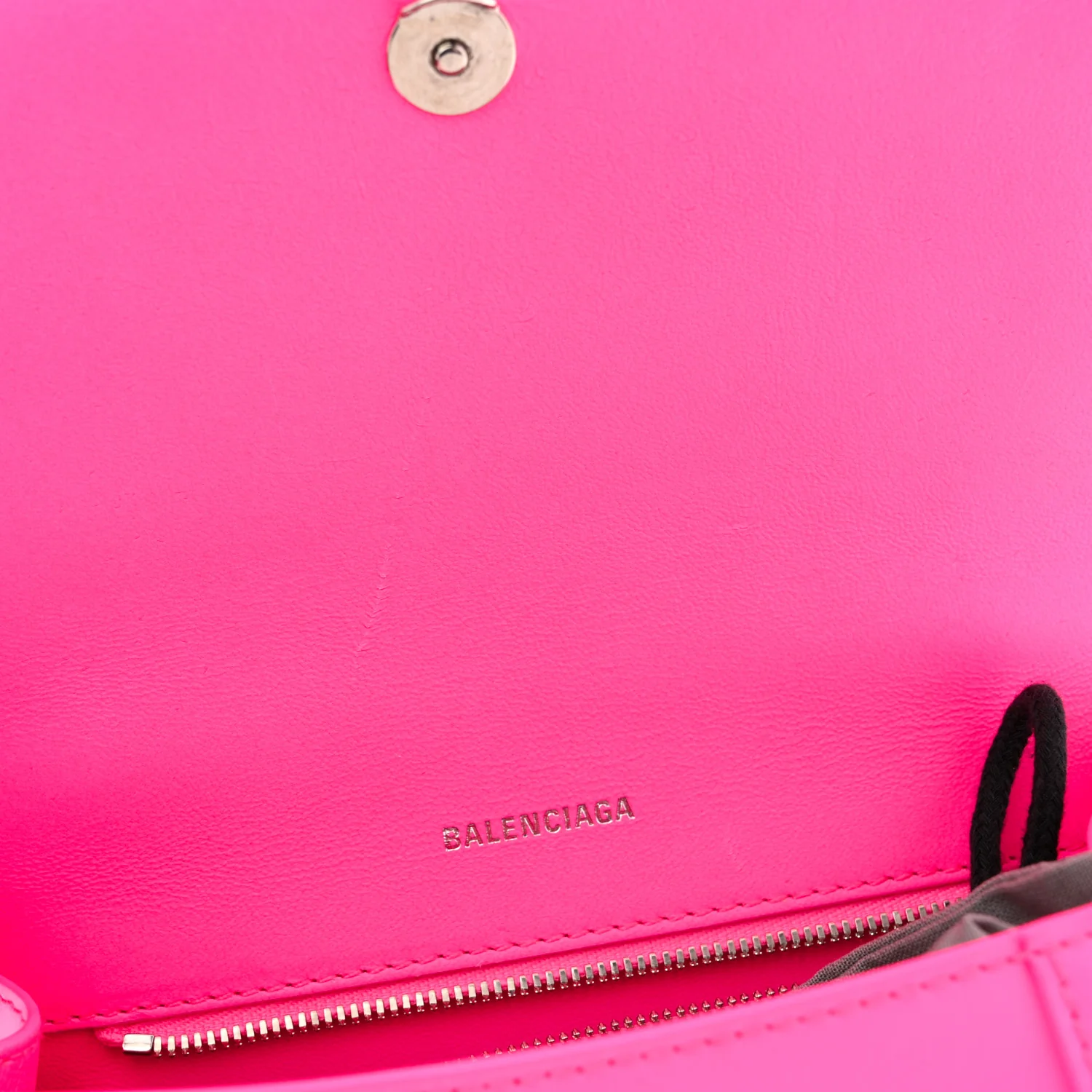 Shiny Box Calfskin Small Hourglass Top Handle Bag Acid Fuchsia - Image 11