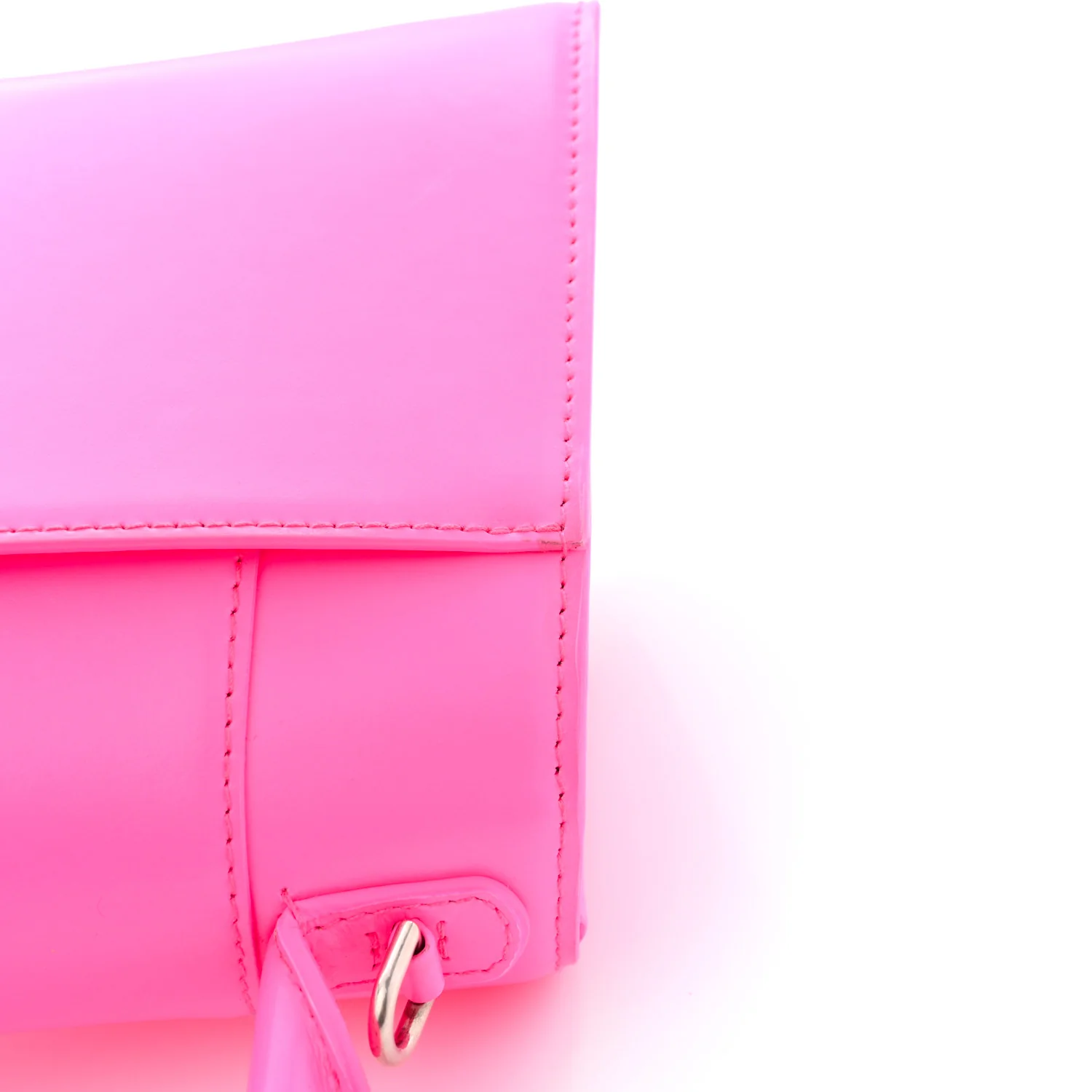 Shiny Box Calfskin Small Hourglass Top Handle Bag Acid Fuchsia - Image 12