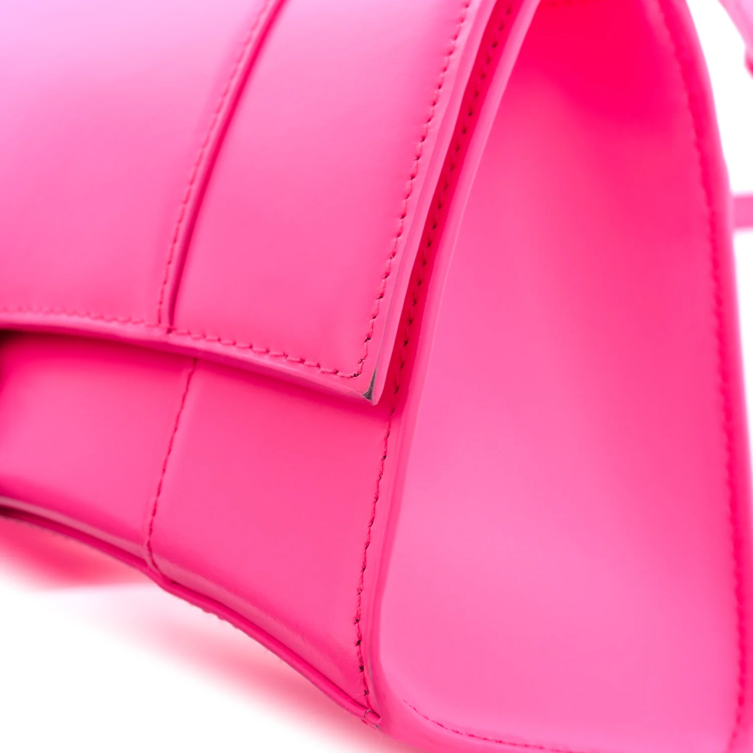 Shiny Box Calfskin Small Hourglass Top Handle Bag Acid Fuchsia - Image 13