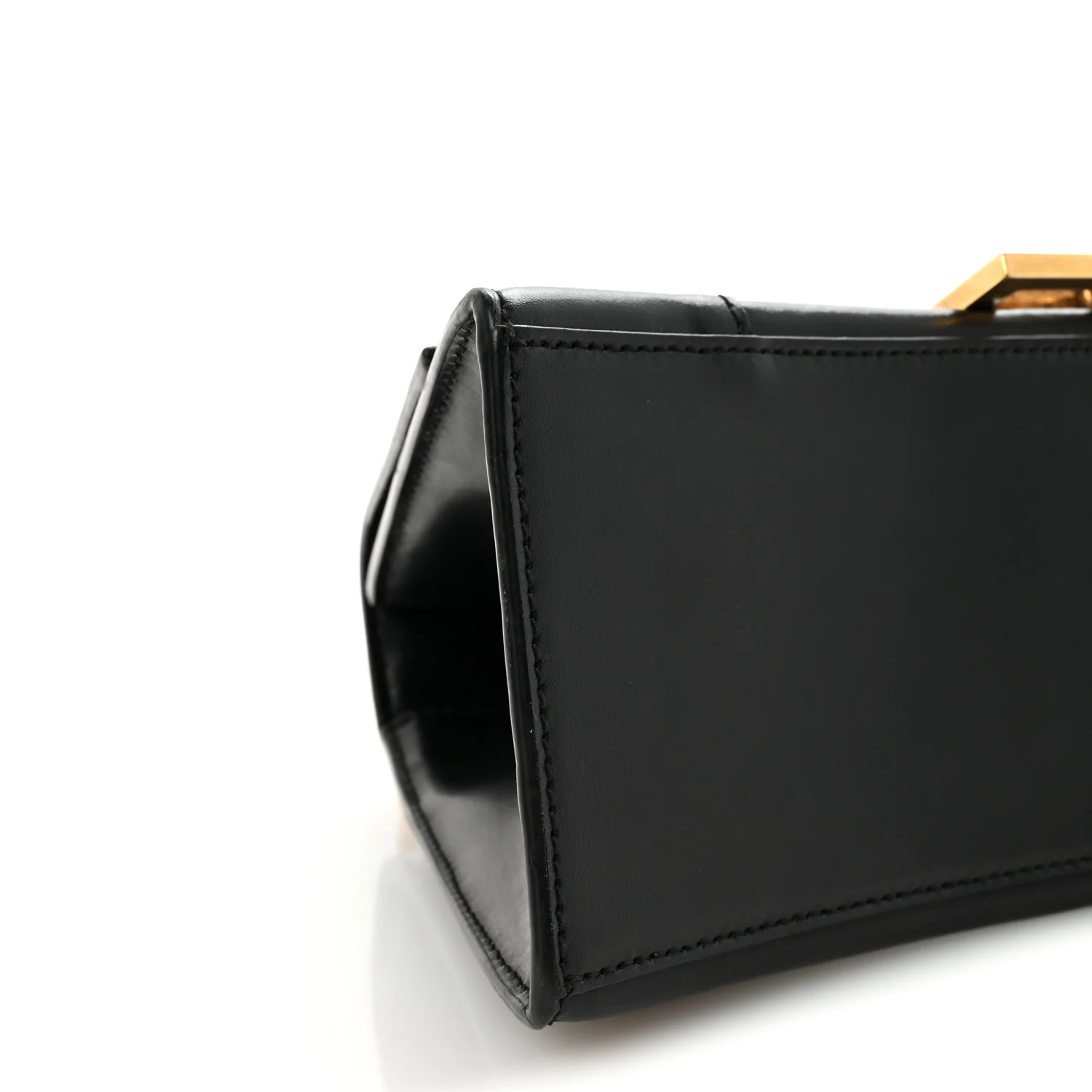 Shiny Box Calfskin Small Hourglass Top Handle Bag Black - Image 8